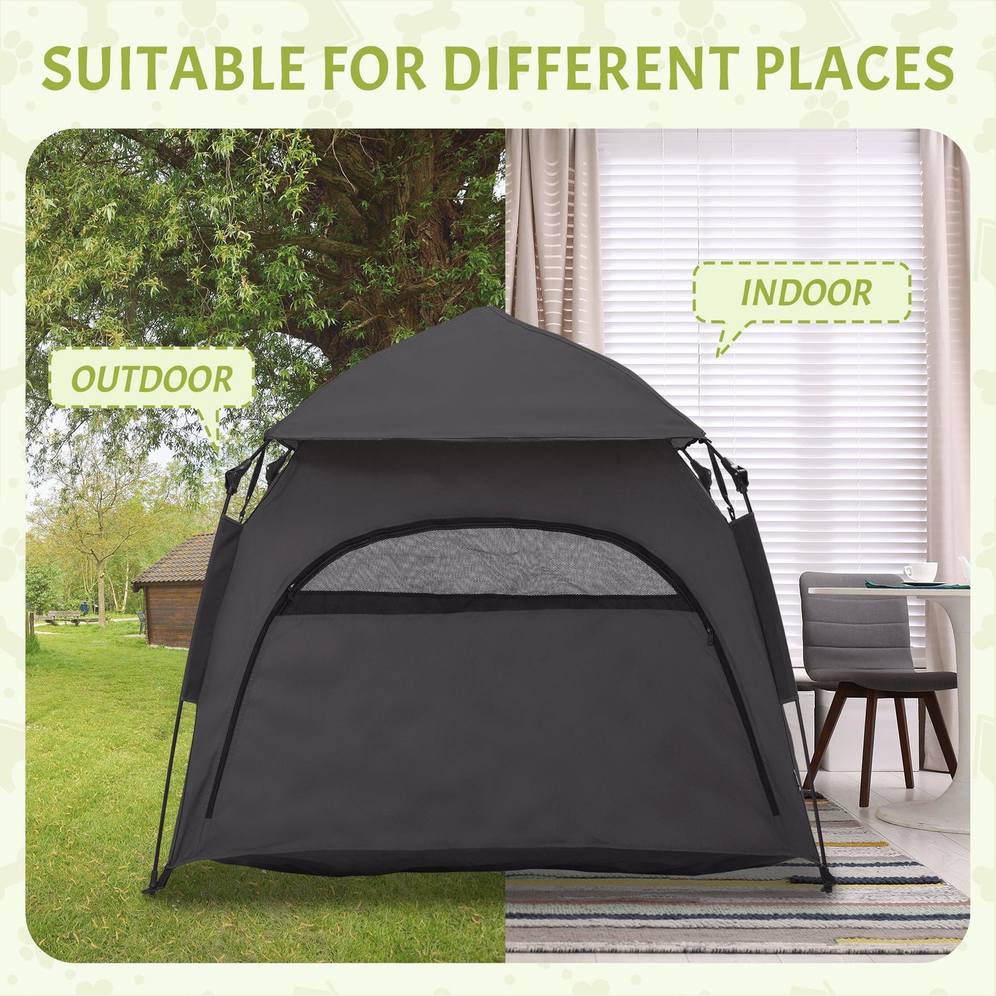 Foldable Dog Cat Tent, Portable Pet Playpen with Water-Resistant Oxford Cloth, Carry Bag, Exercise Tent for Extra Large Dog, Cat, Indoor Outdoor Use, Charcoal Grey