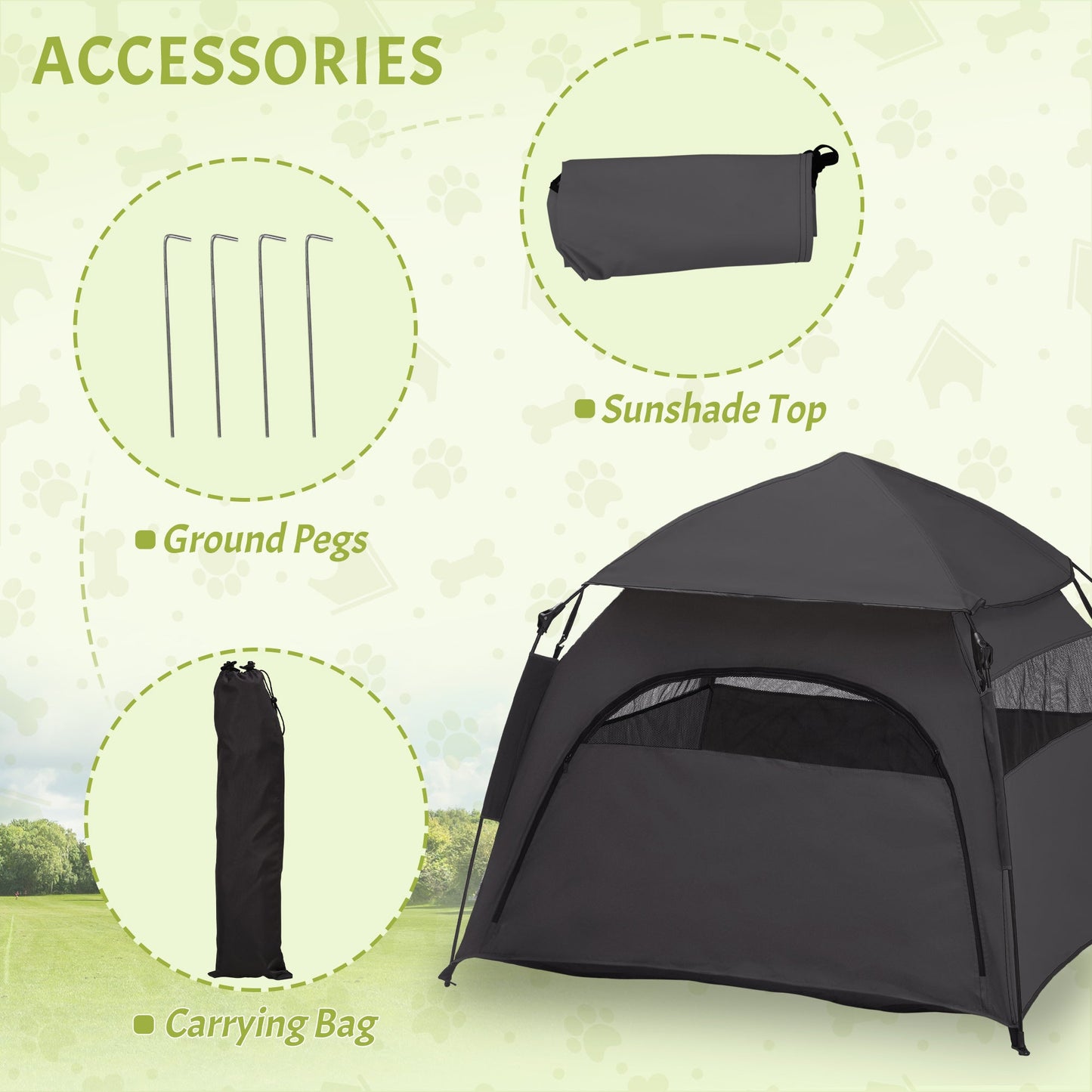 Foldable Dog Cat Tent, Portable Pet Playpen with Water-Resistant Oxford Cloth, Carry Bag, Exercise Tent for Extra Large Dog, Cat, Indoor Outdoor Use, Charcoal Grey