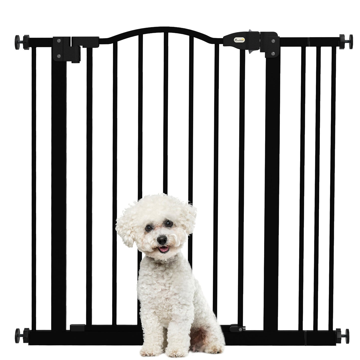 Pressure Fit Dog Stair Gate No Drilling Safety Gate Auto Close for Doorways, Hallways, 74-87cm Adjustable, 78cm Tall, Black