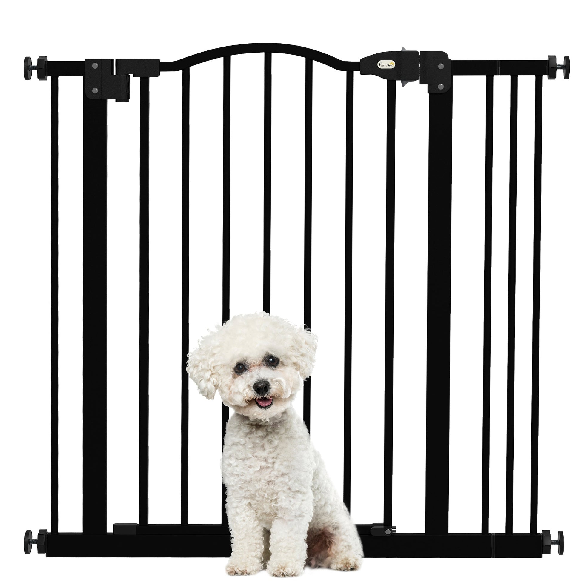 Pressure Fit Dog Stair Gate No Drilling Safety Gate Auto Close for Doorways, Hallways, 74-87cm Adjustable, 78cm Tall, Black