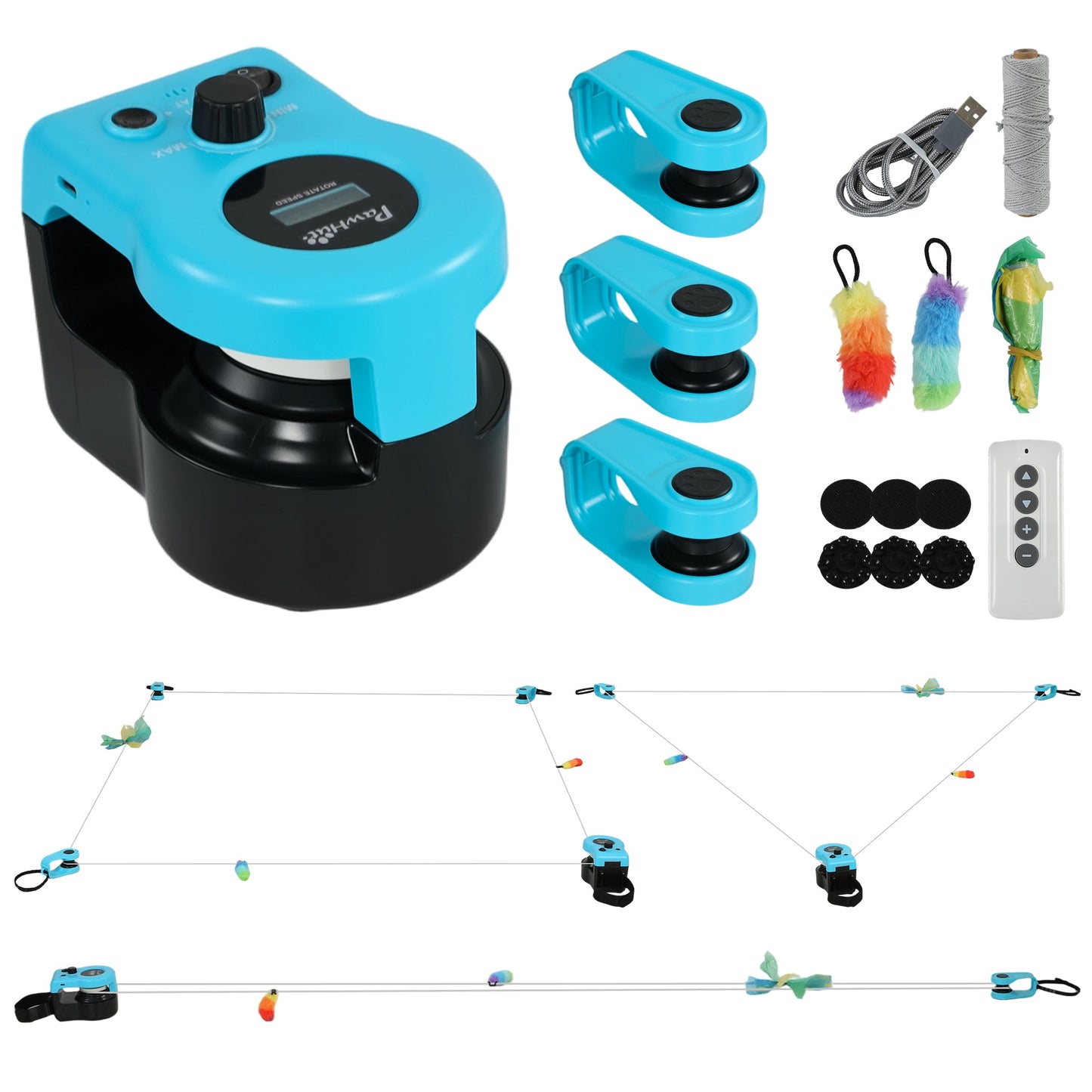 Interactive Cat Toy for Indoor Kittens & Adult, Automatic & Remote Control Electric Cat Toy with Adjustable Speed, DIY Track & Mouse Sound, Rechargeable Boredom Buster