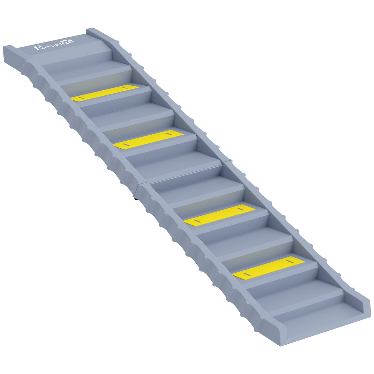 Foldable Dog Ramp for Cars High Bed, Portable 10-Step Dog Stairs with Non-Slip Strips & Pads, Lightweight Pet SUV Truck Steps, Support Up to 68 KG, Grey
