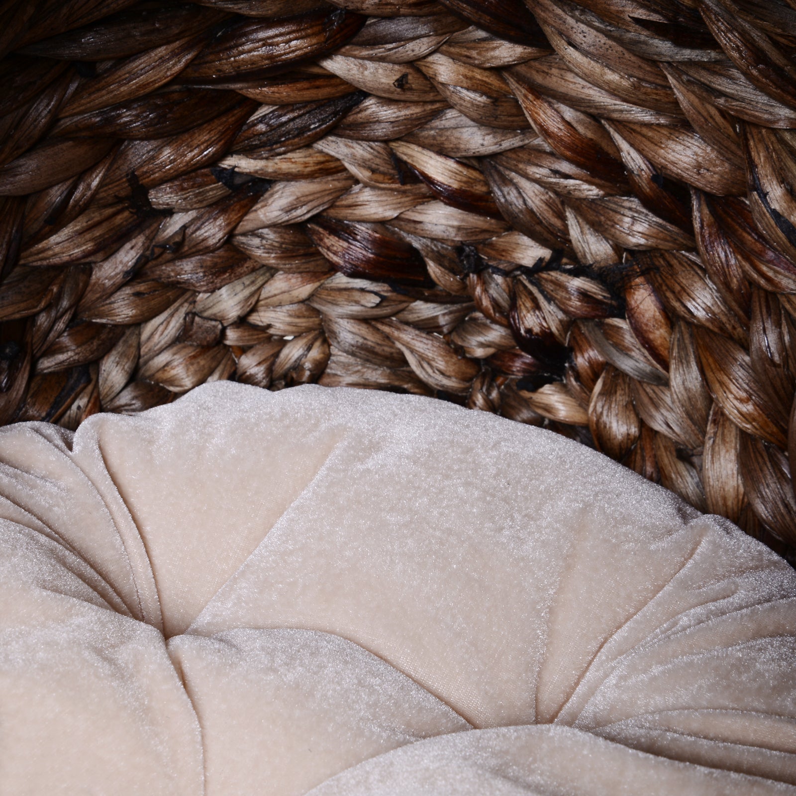 Wicker Cat House, Raised Cat Bed with Cylindrical Base, Soft Washable Cushion, Woven Water Hyacinth Cat Basket for Indoor and Outdoor, 42 x 33 x 52 cm - Dark Brown