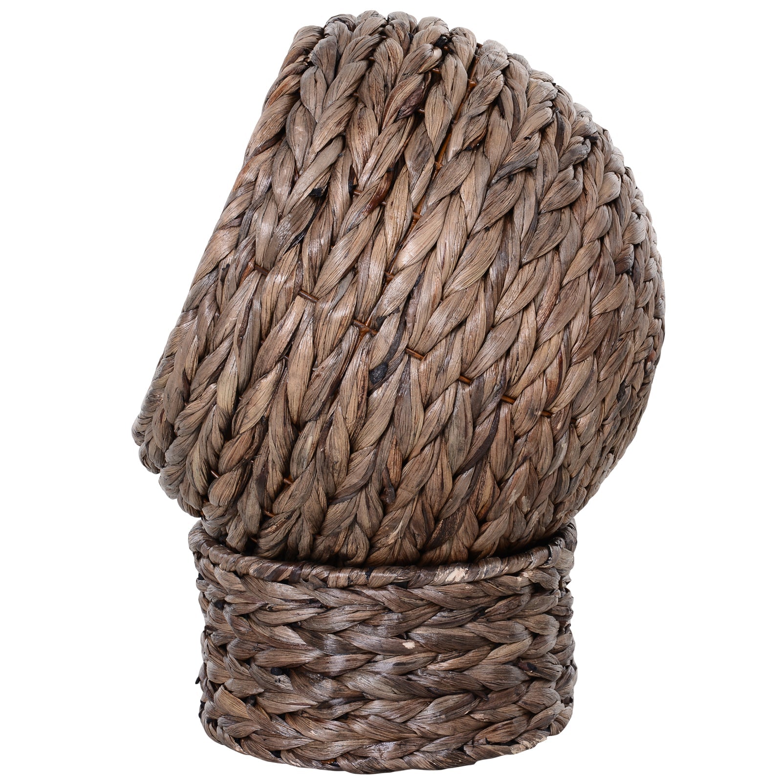 Wicker Cat House, Raised Cat Bed with Cylindrical Base, Soft Washable Cushion, Woven Water Hyacinth Cat Basket for Indoor and Outdoor, 42 x 33 x 52 cm - Dark Brown
