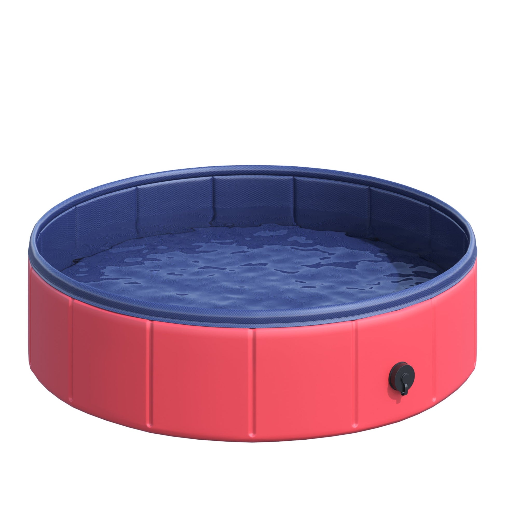 Foldable Dog Pool, 80 x 20 cm Pet Paddling Pool with Wood Board Support and Anti-Slip Bottom, Portable Doggy Paddling Pool for Garden and Outdoor Use, Red