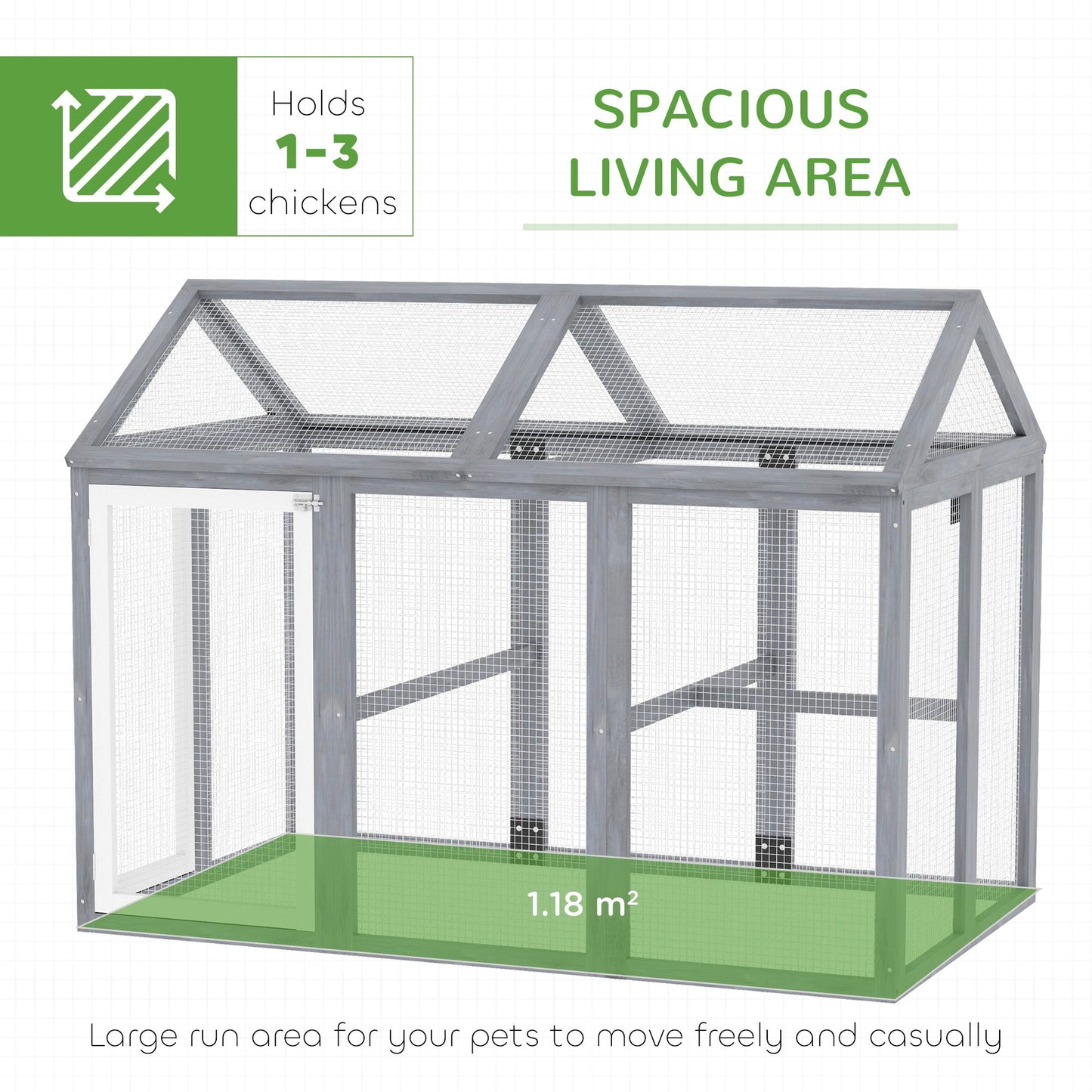 Large Chicken Run, Wooden Chicken Coop, Pet Playpen w/ Combinable Design - Grey