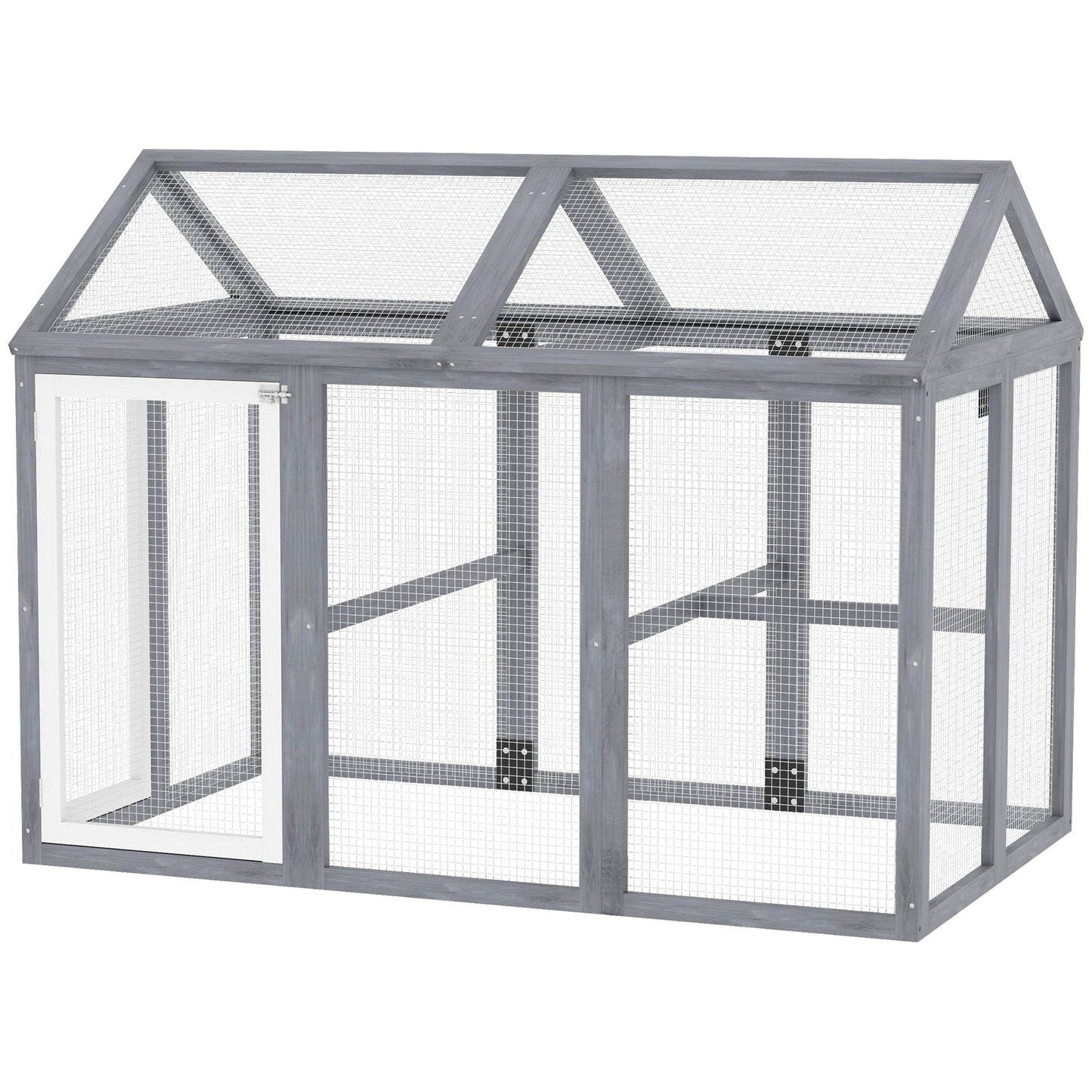 Large Chicken Run, Wooden Chicken Coop, Pet Playpen w/ Combinable Design - Grey