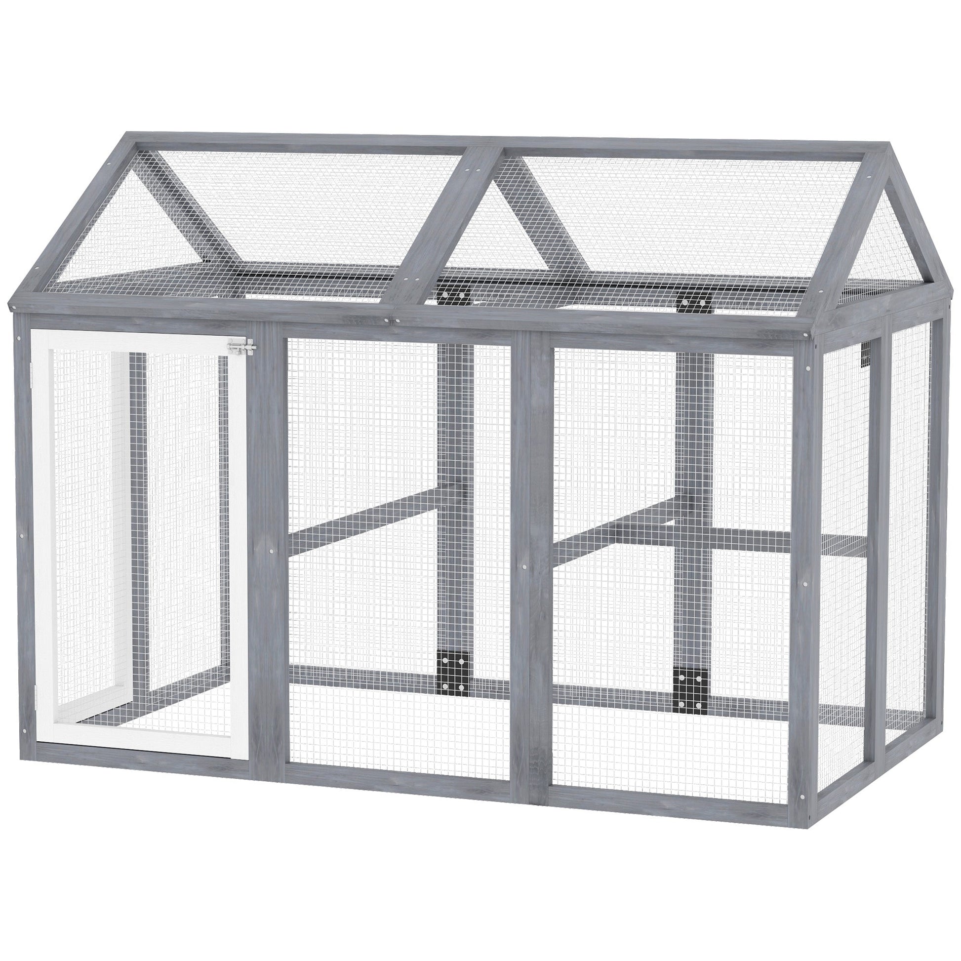 Large Chicken Run, Wooden Chicken Coop, Pet Playpen w/ Combinable Design - Grey