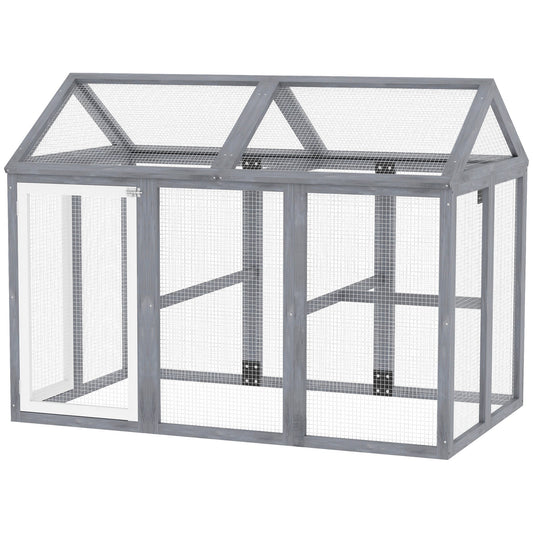 Large Chicken Run, Wooden Chicken Coop, Pet Playpen w/ Combinable Design - Grey