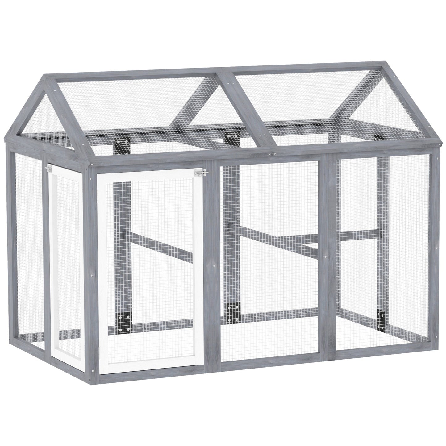 Large Chicken Run, Wooden Chicken Coop, Pet Playpen w/ Combinable Design - Grey
