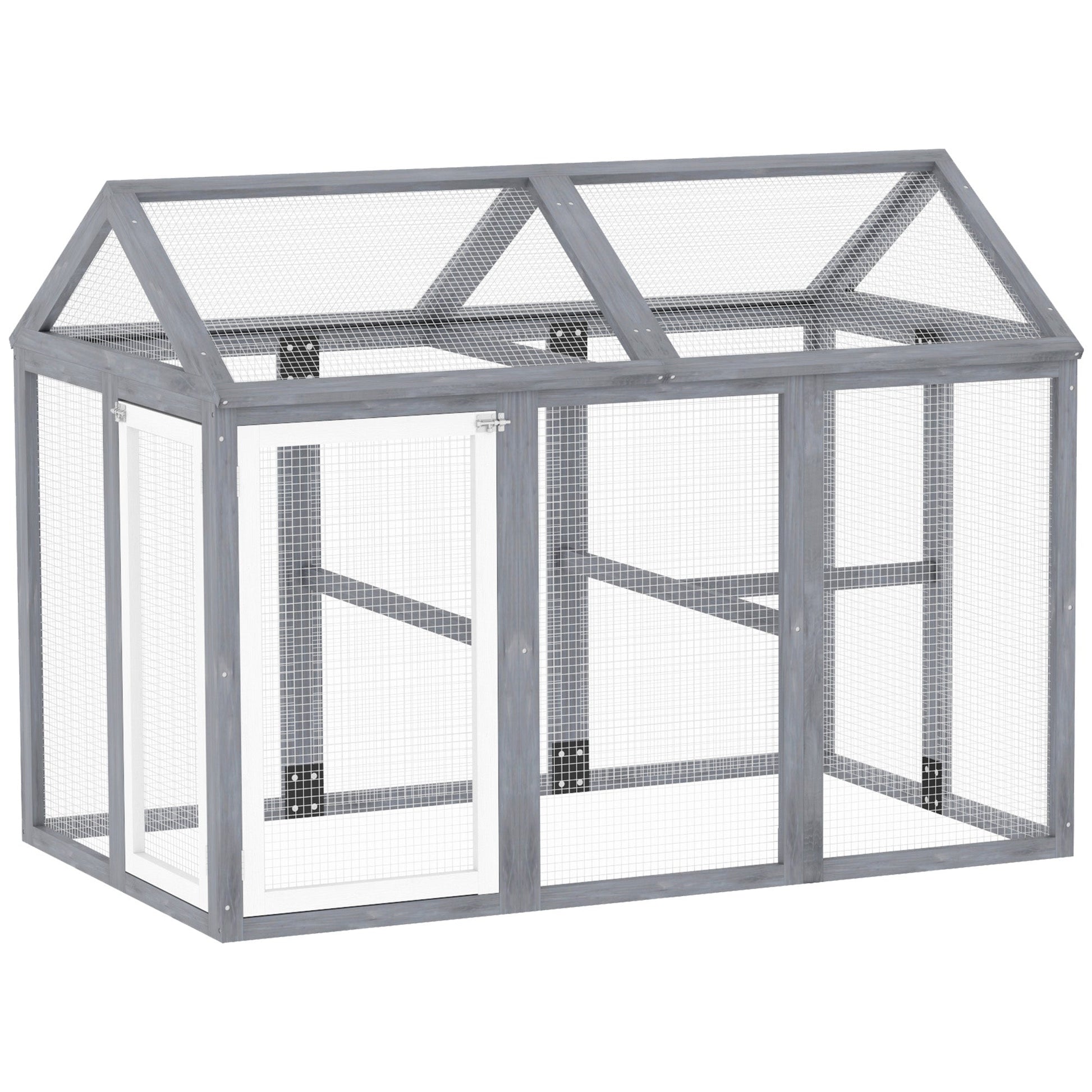 Large Chicken Run, Wooden Chicken Coop, Pet Playpen w/ Combinable Design - Grey