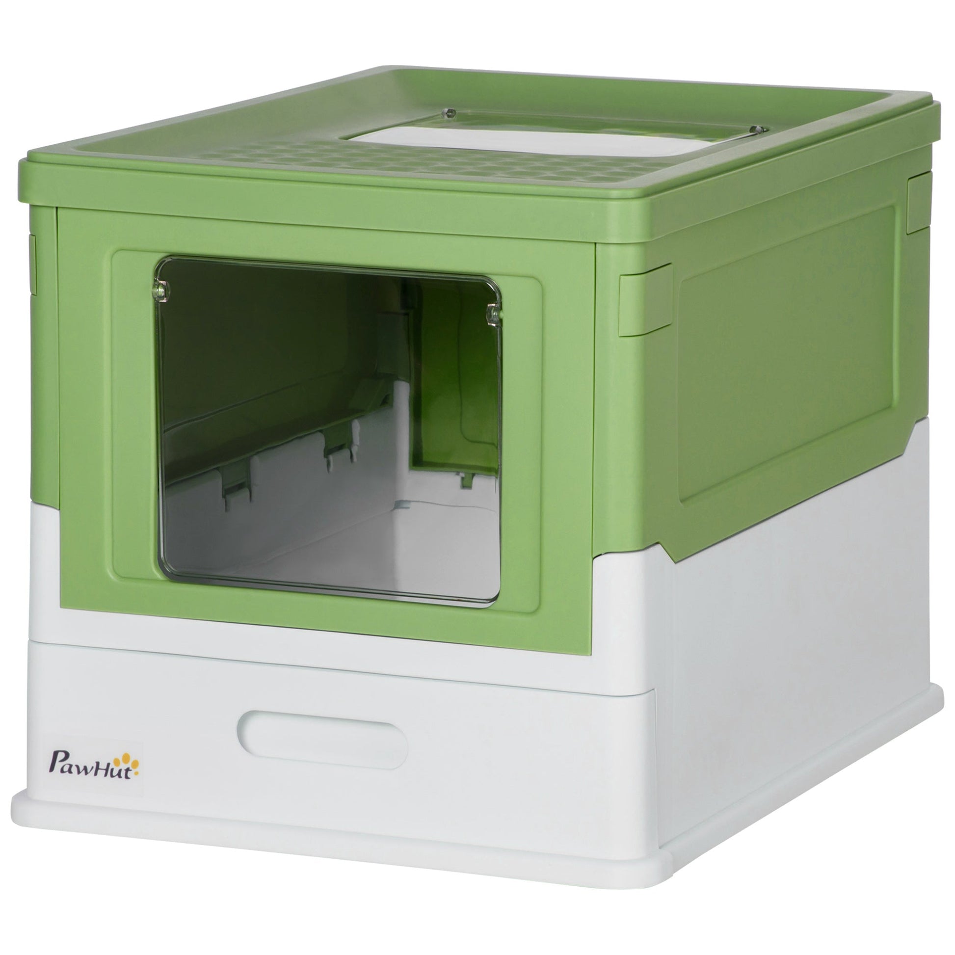 Cat Litter Tray with Hood Enclosed Cat Litter Box Pet Toilet w/ Lid, Scoop, Front Entry, 47.5 x 35.5 x 36.7cm - Light Green