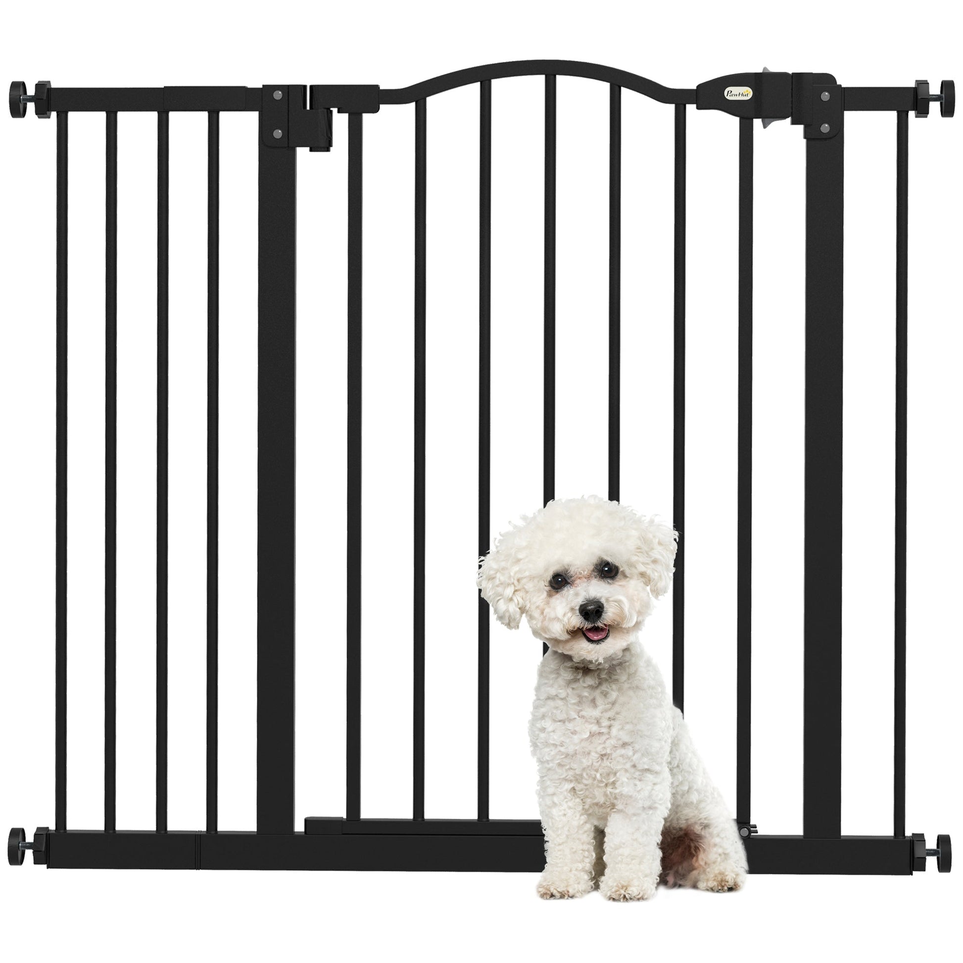 Pressure Fit Dog Stair Gate No Drilling Safety Gate Auto Close for Doorways, Hallways, 74-94cm Adjustable, 78cm Tall, Black