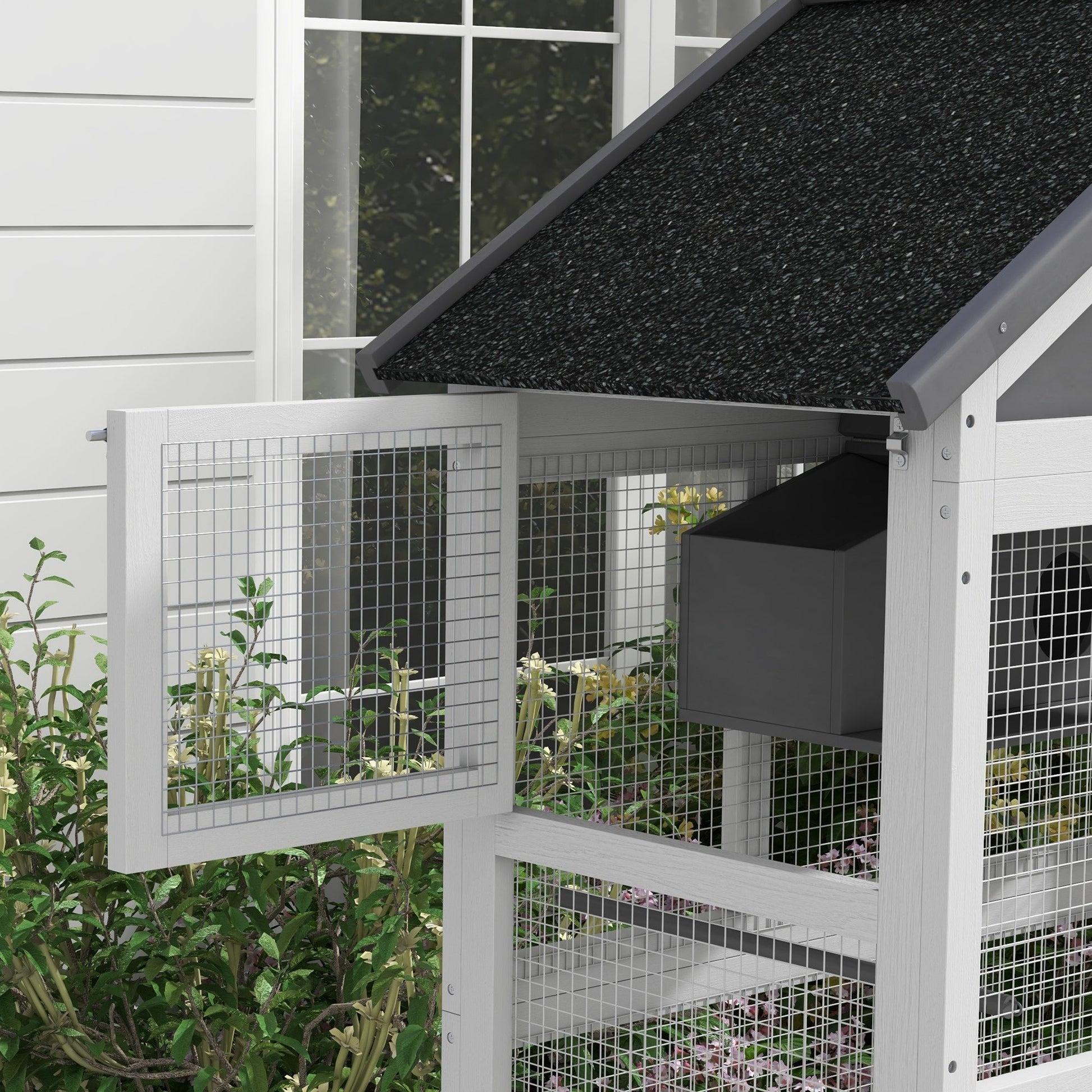 Wooden Bird Cage Budgie cage, Bird Aviary Outdoor Birdhouse for Finches, Parakeets - Grey