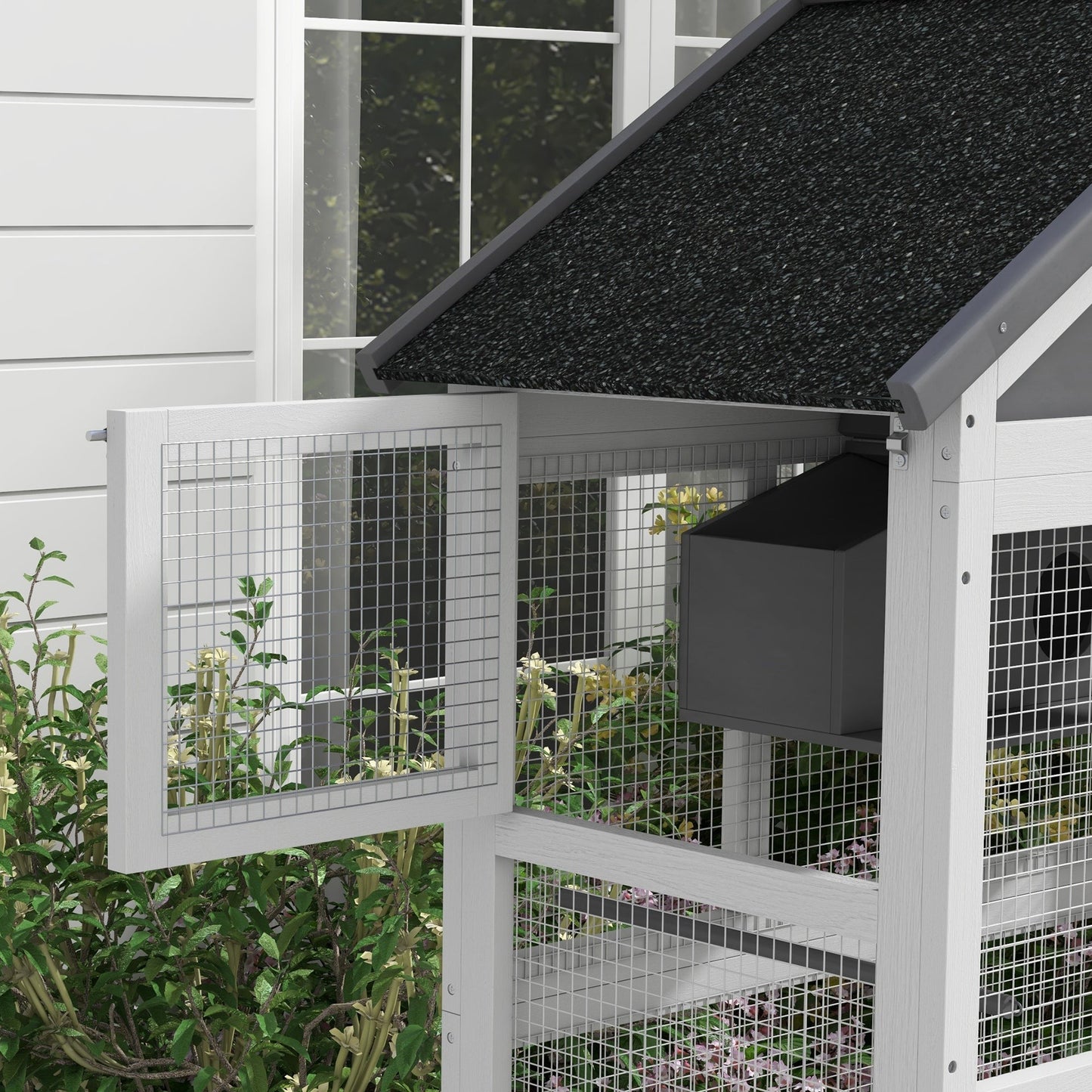 Wooden Bird Cage Budgie cage, Bird Aviary Outdoor Birdhouse for Finches, Parakeets - Grey
