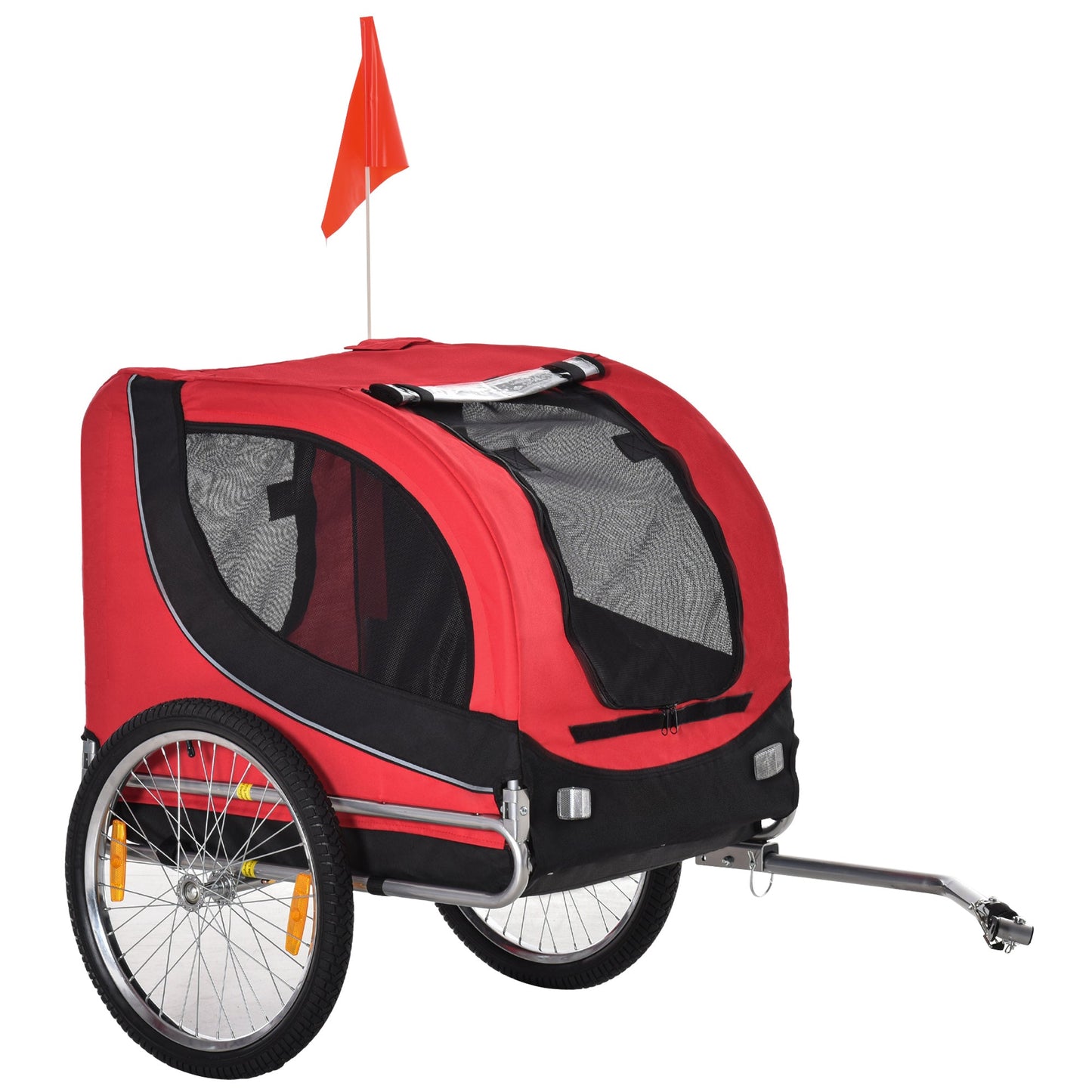 Steel Dog Bike Trailer Pet Cart Carrier for Bicycle Kit Water Resistant with Hitch Coupler Travel Black and Red
