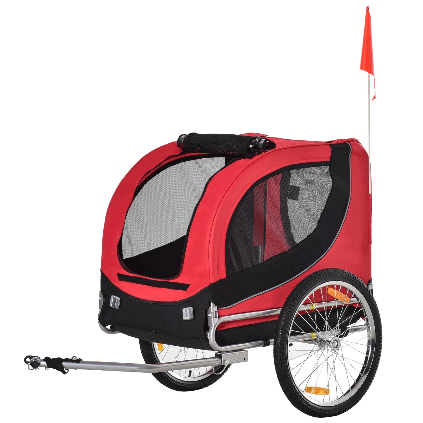 Steel Dog Bike Trailer Pet Cart Carrier for Bicycle Kit Water Resistant with Hitch Coupler Travel Black and Red