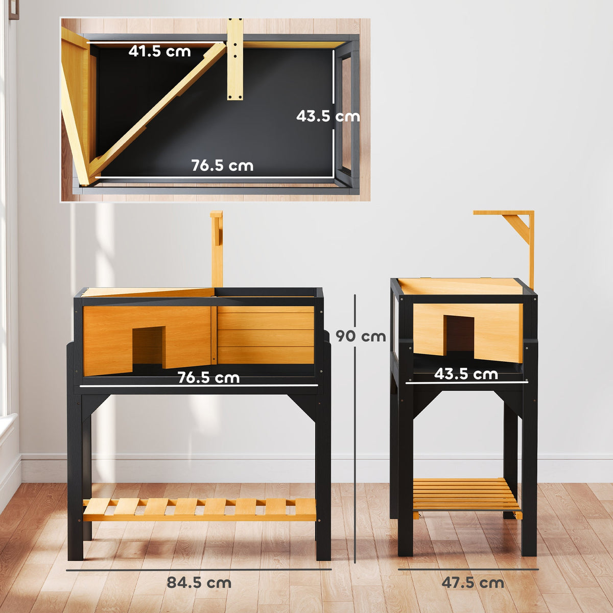 Wooden Tortoise House with Storage Shelf, Tortoise Enclosure Habitat with Clear Windows, Lamp Holder, Openable Top, Built-in Tray, for Indoor Use, Yellow