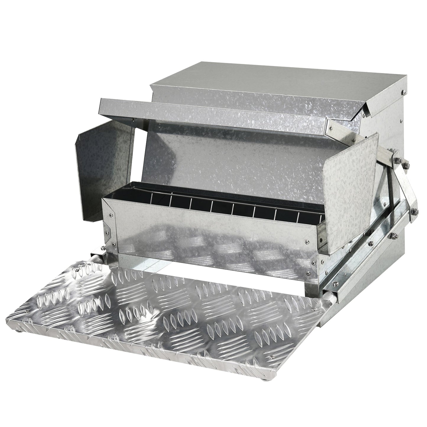 11.5KG Automatic Chicken Poultry Feeder Rat Proof Treadle Self Opening with Galvanized Steel and Aluminium
