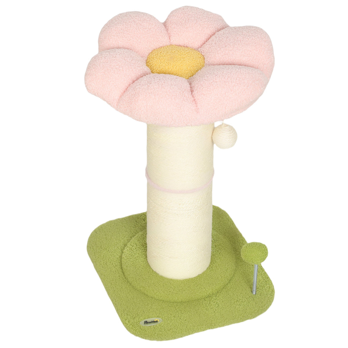 Cat Tree, Flower Cat Scratching Post with Thick Sisal Post, Dangling & Spring Balls, Bed, Kitty Activity Centre for Indoor Kittens, Stable Structure, Easy to Assemble, Pink