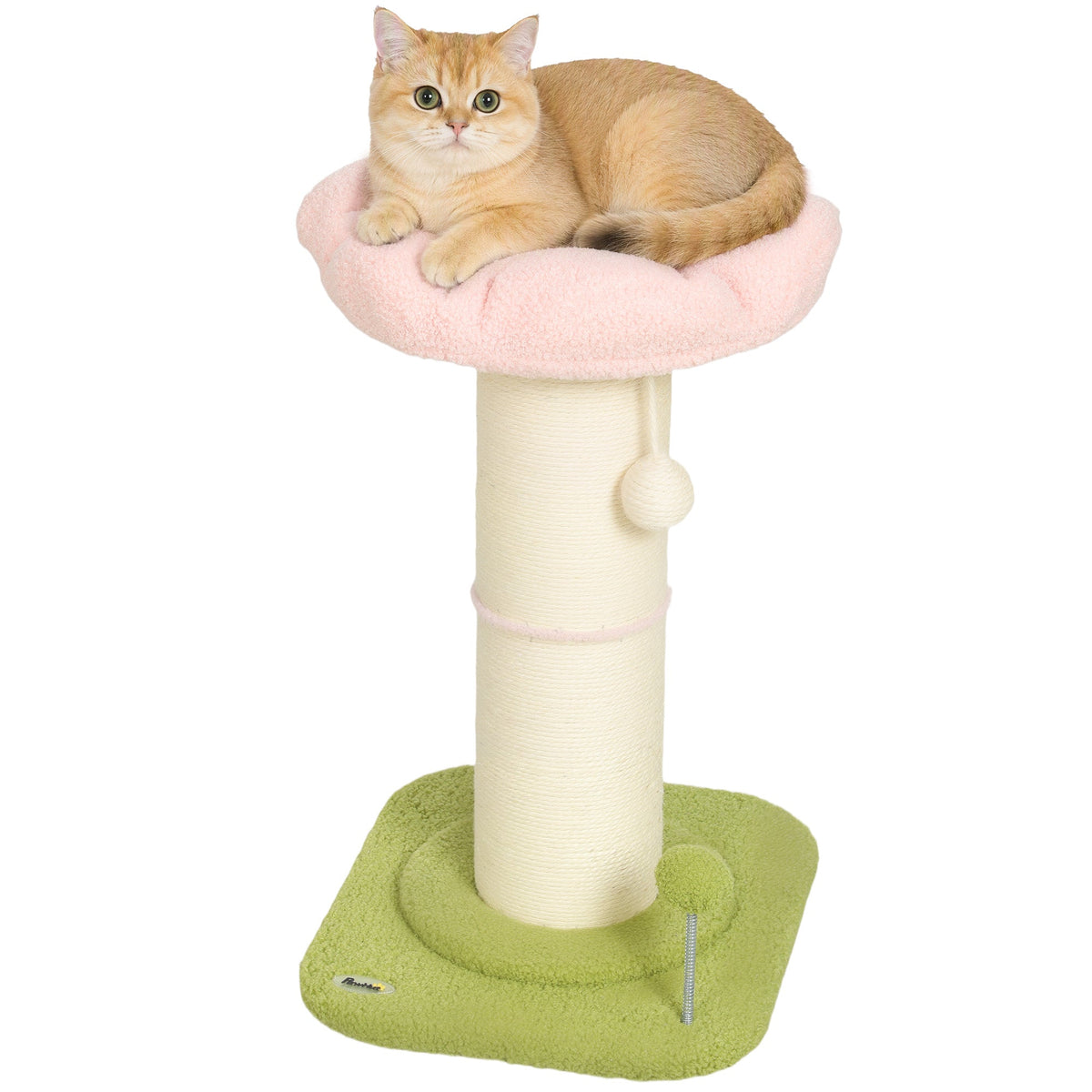 Cat Tree, Flower Cat Scratching Post with Thick Sisal Post, Dangling & Spring Balls, Bed, Kitty Activity Centre for Indoor Kittens, Stable Structure, Easy to Assemble, Pink