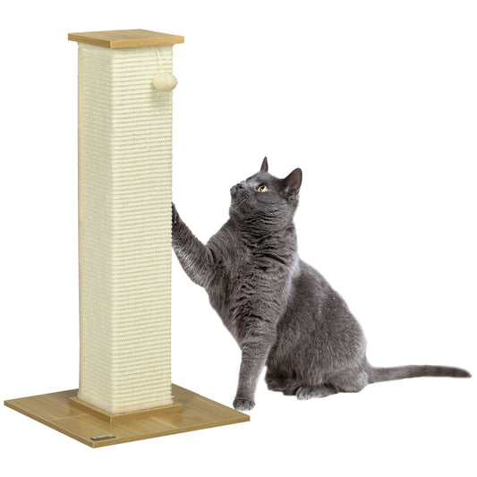 Cat Scratching Post 80cm Tall Cat Scratch Post with Hanging Ball Toy, Cat Scratcher Natural Sisal Rope