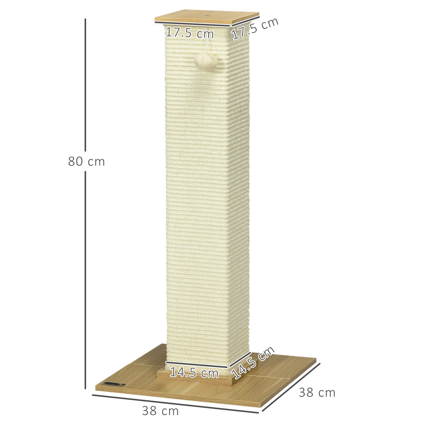 Cat Scratching Post 80cm Tall Cat Scratch Post with Hanging Ball Toy, Cat Scratcher Natural Sisal Rope