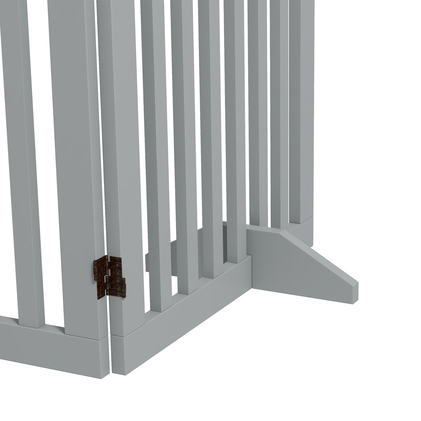 Freestanding Pet Gate 4 Panel Dog Barrier Folding Safety Fence with Support Feet up to 204cm Long 75cm Tall for Doorway Stairs, Grey
