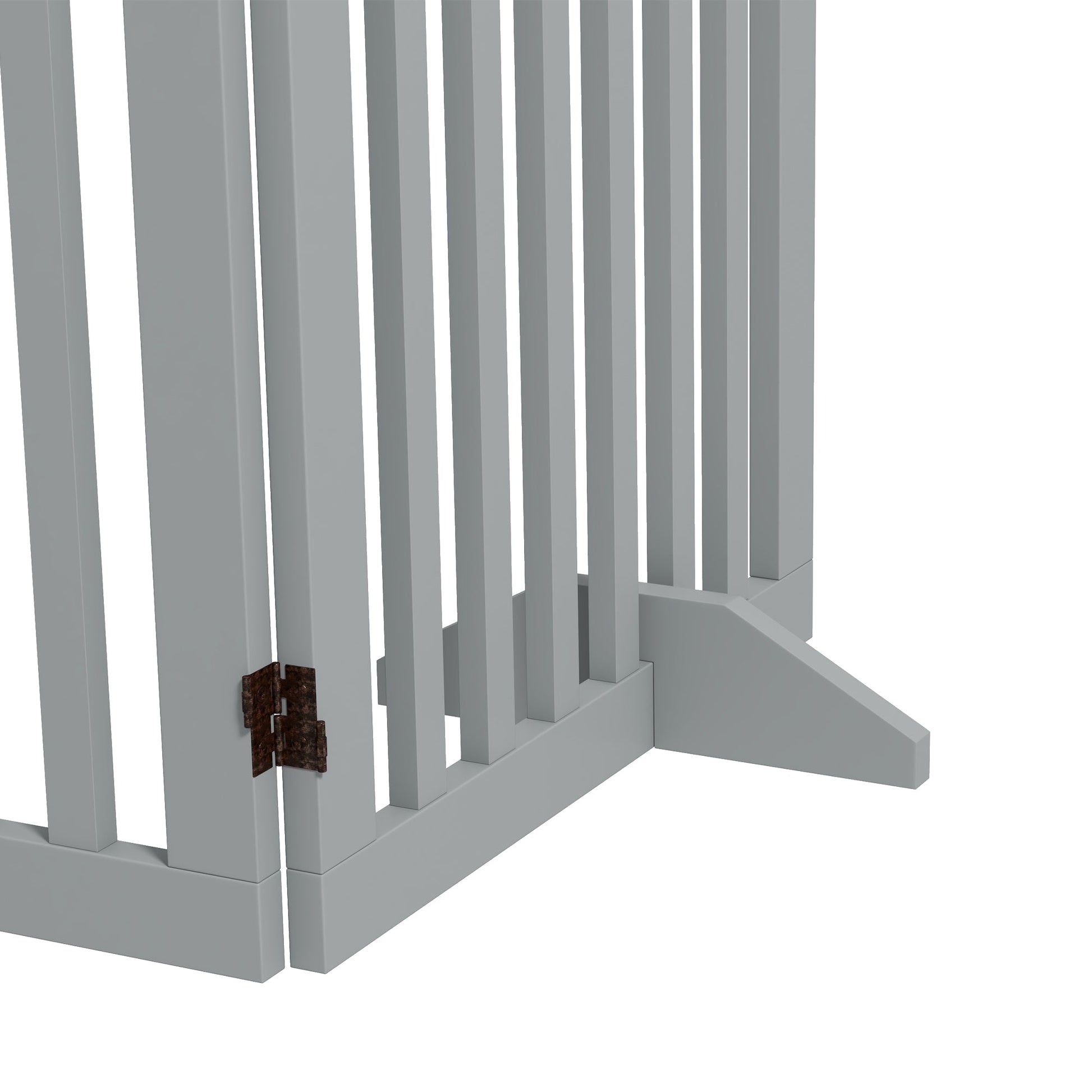 Freestanding Pet Gate 4 Panel Dog Barrier Folding Safety Fence with Support Feet up to 204cm Long 75cm Tall for Doorway Stairs, Grey