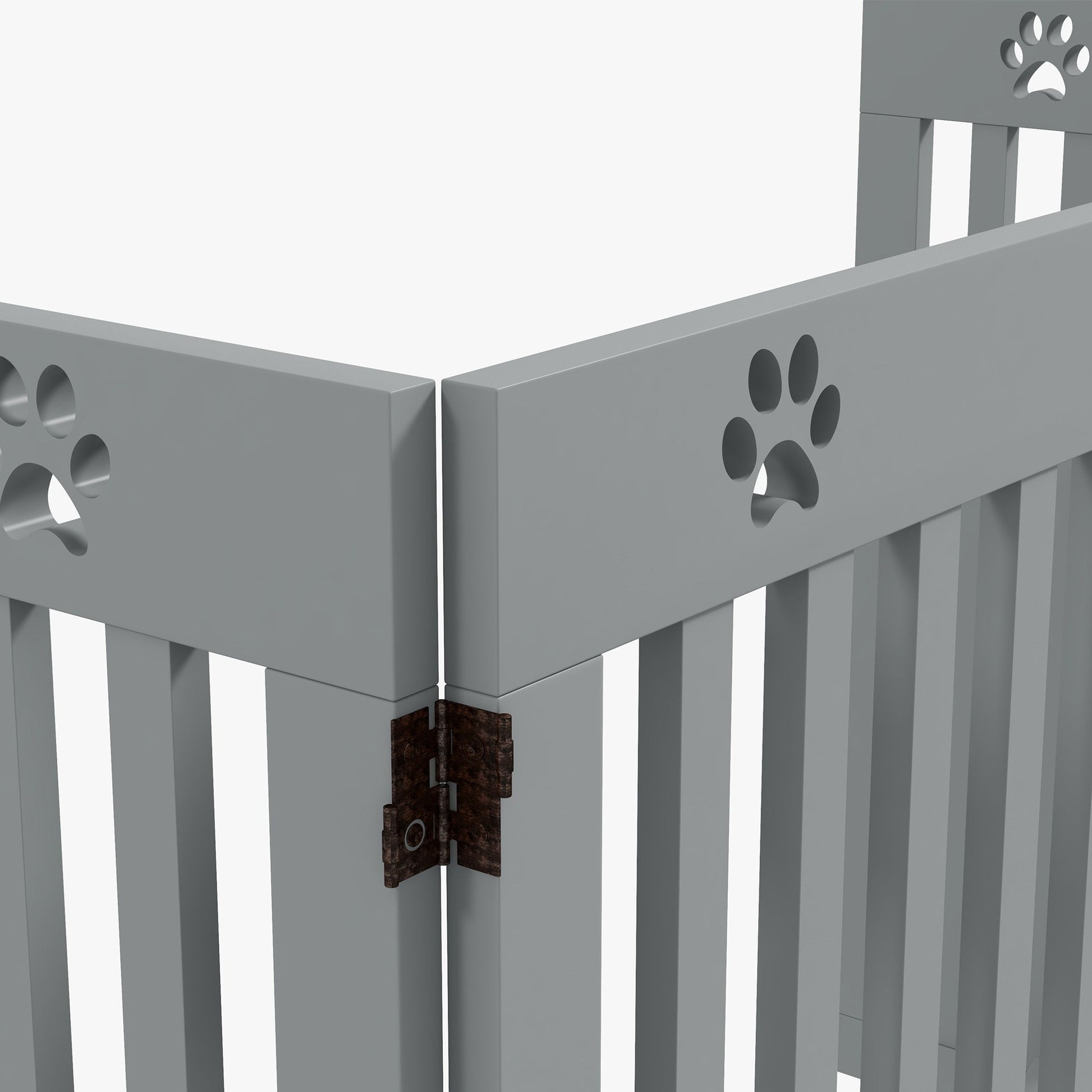 Freestanding Pet Gate 4 Panel Dog Barrier Folding Safety Fence with Support Feet up to 204cm Long 75cm Tall for Doorway Stairs, Grey