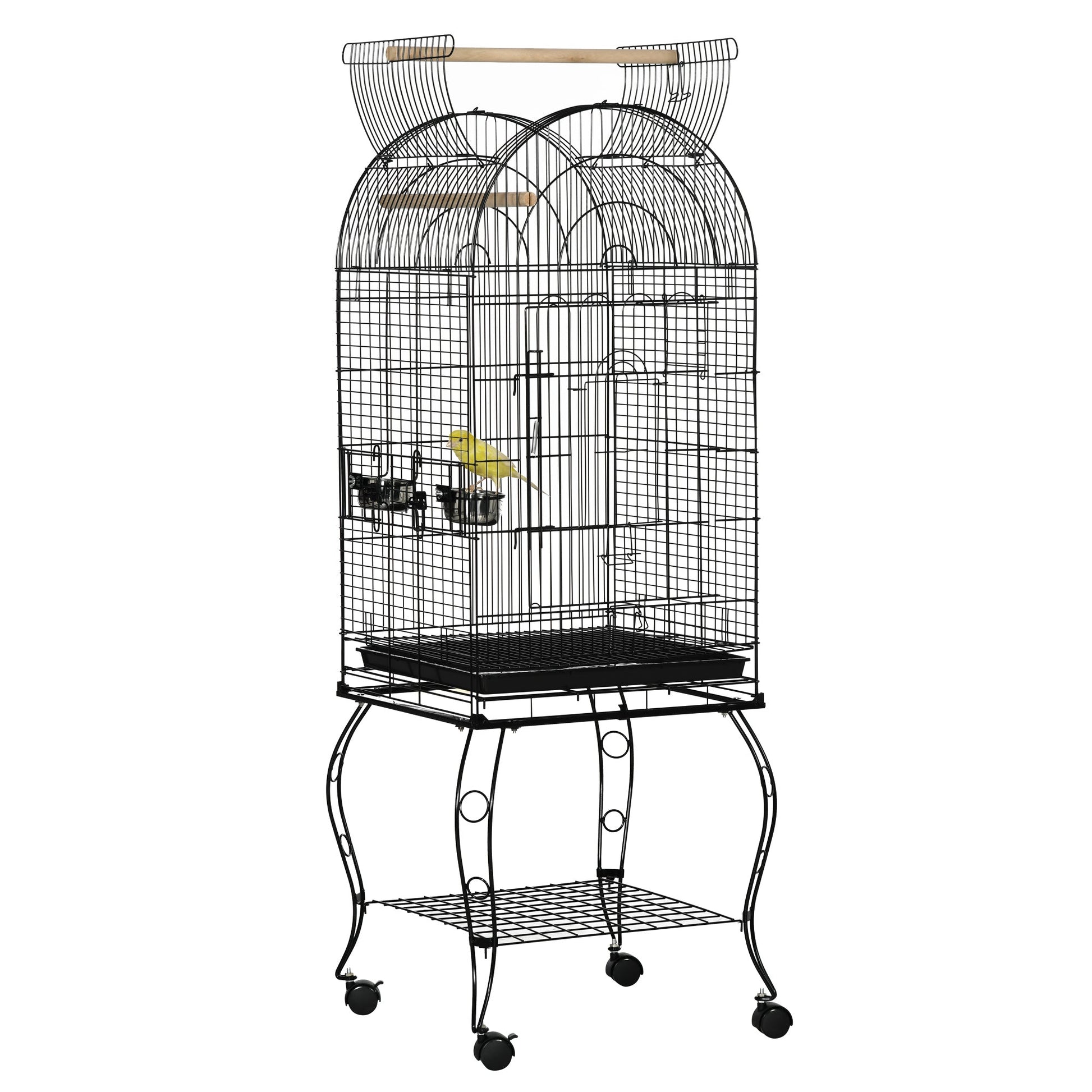 Bird Cage Budgie Cage Large Aviary for Parrot Finch Cockatiel with Stand, Shelf, Top Access