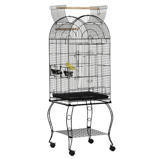 Bird Cage Budgie Cage Large Aviary for Parrot Finch Cockatiel with Stand, Shelf, Top Access