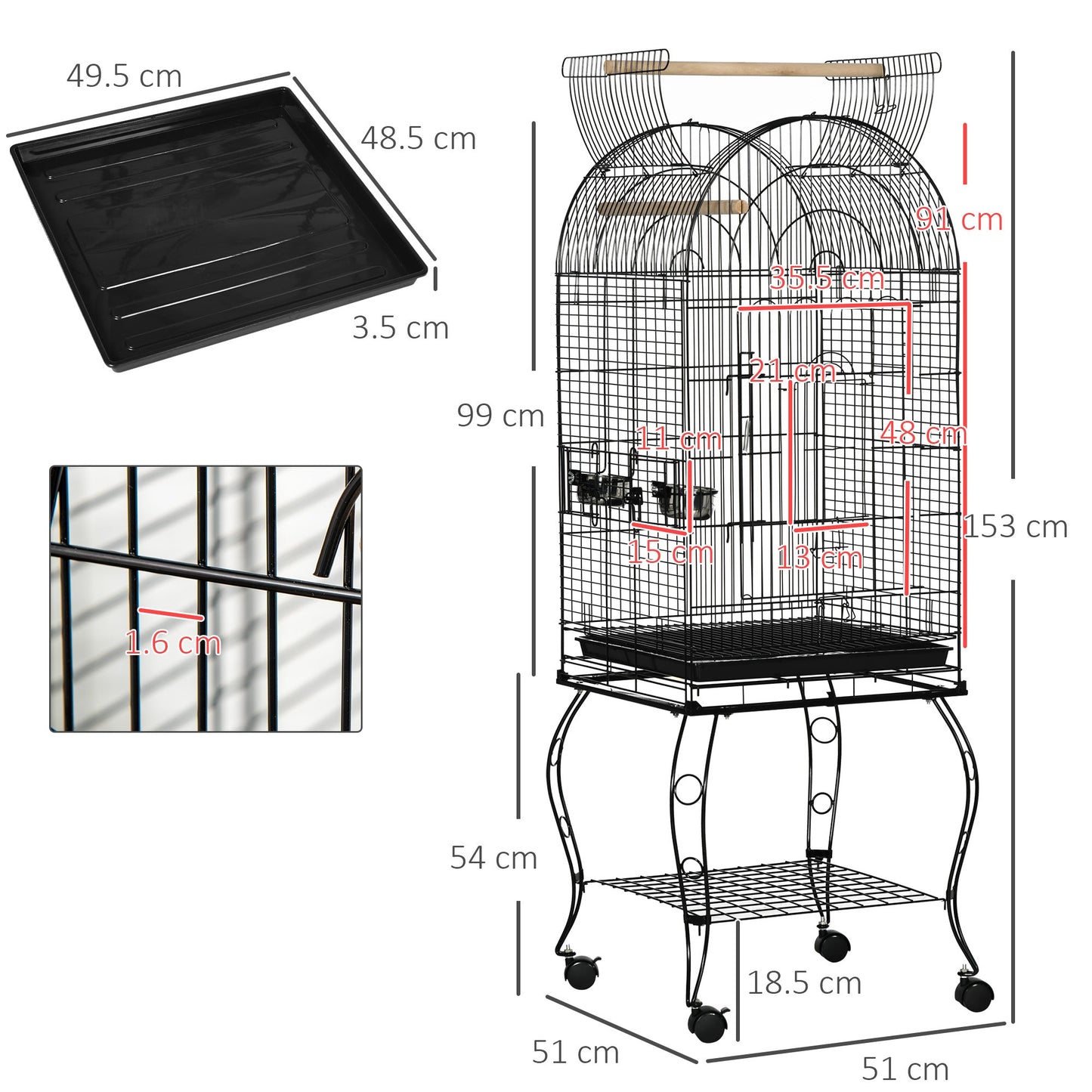 Bird Cage Budgie Cage Large Aviary for Parrot Finch Cockatiel with Stand, Shelf, Top Access