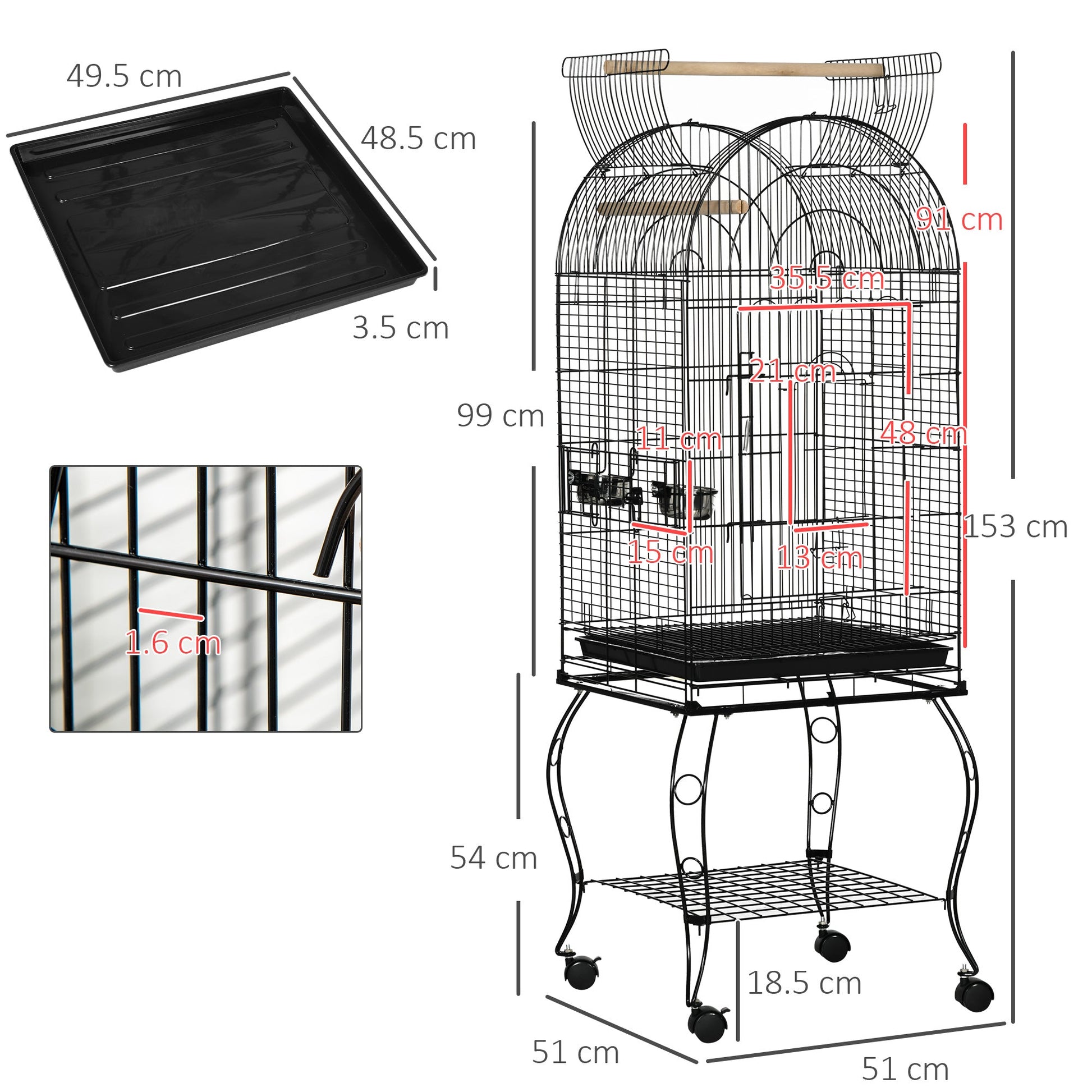Bird Cage Budgie Cage Large Aviary for Parrot Finch Cockatiel with Stand, Shelf, Top Access