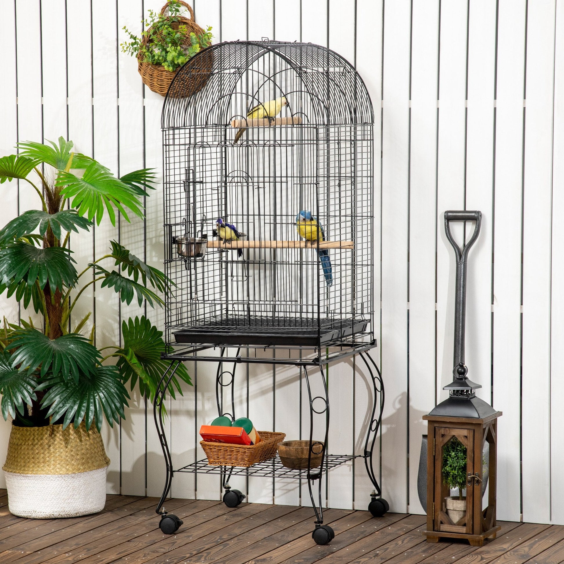 Bird Cage Budgie Cage Large Aviary for Parrot Finch Cockatiel with Stand, Shelf, Top Access