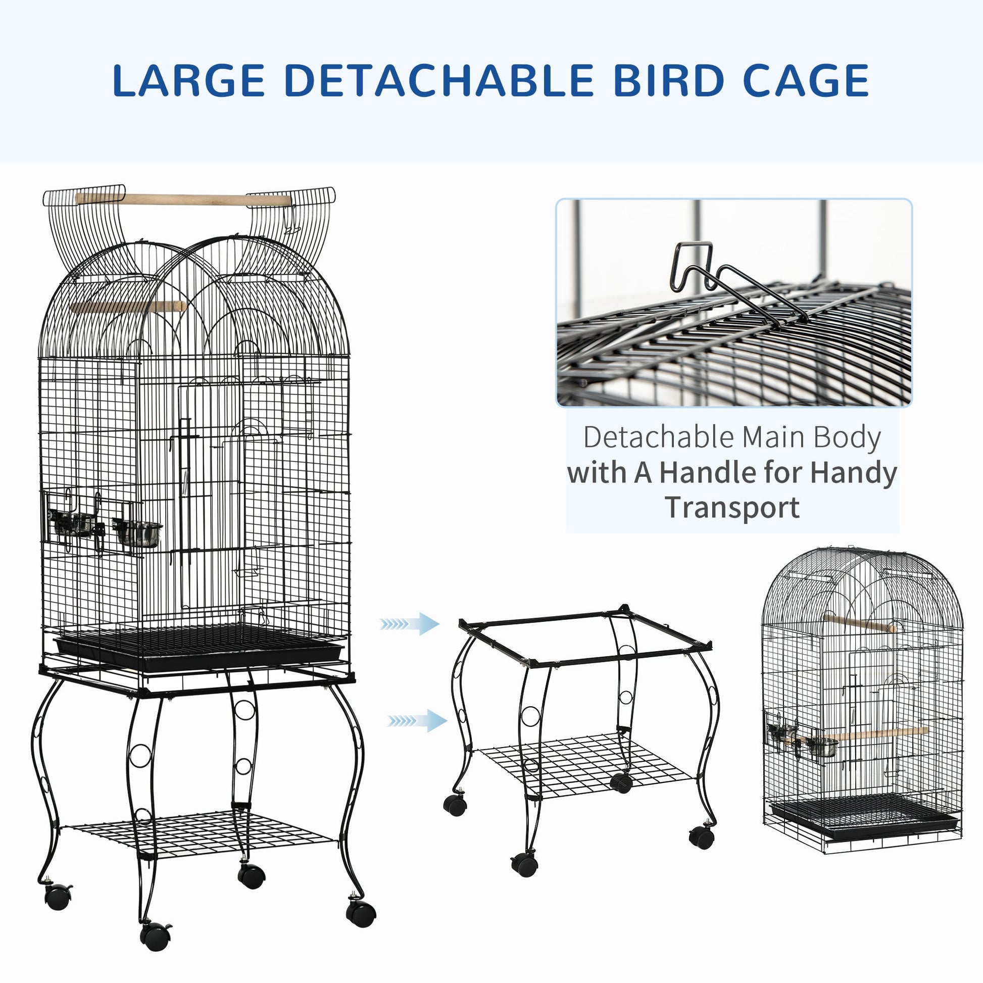 Bird Cage Budgie Cage Large Aviary for Parrot Finch Cockatiel with Stand, Shelf, Top Access