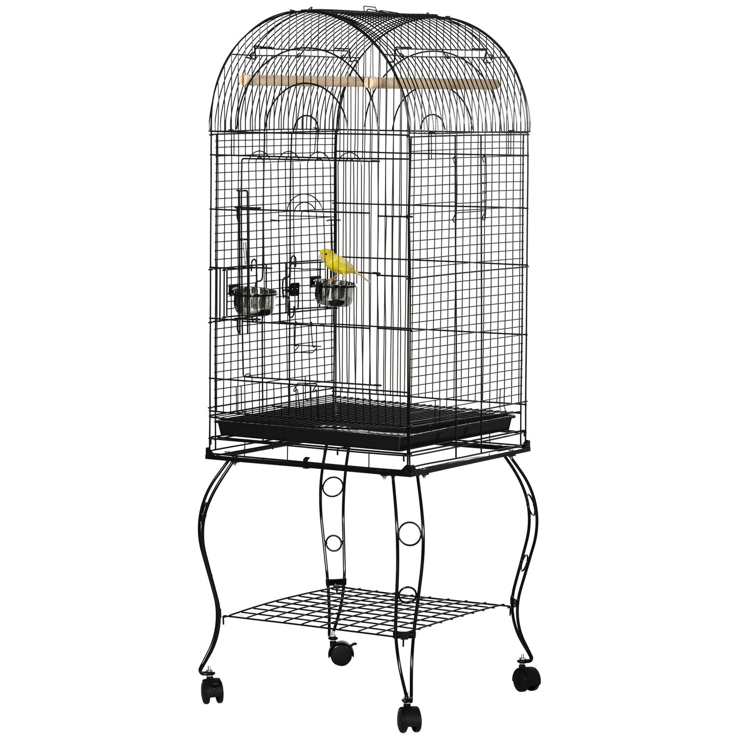 Bird Cage Budgie Cage Large Aviary for Parrot Finch Cockatiel with Stand, Shelf, Top Access