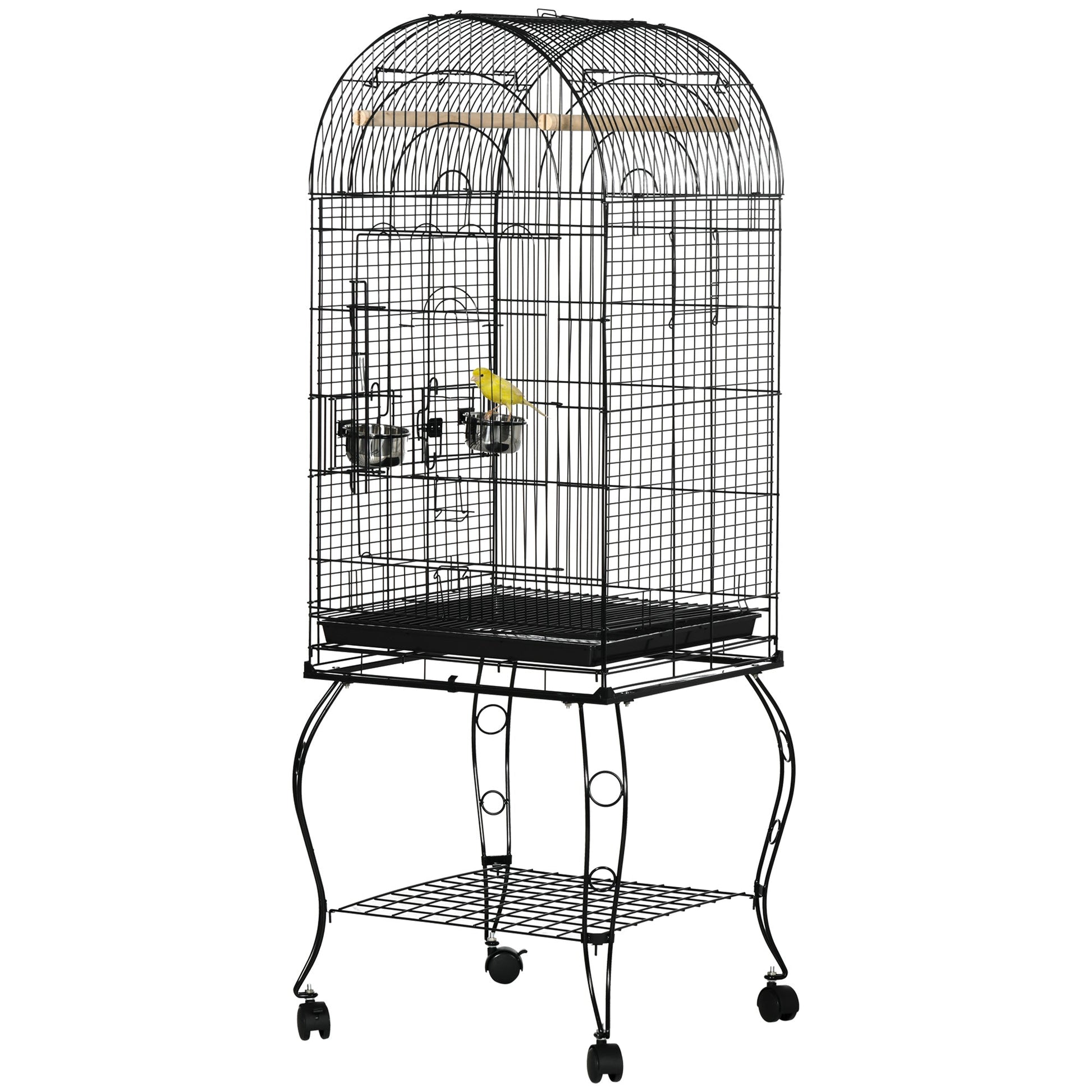 Bird Cage Budgie Cage Large Aviary for Parrot Finch Cockatiel with Stand, Shelf, Top Access
