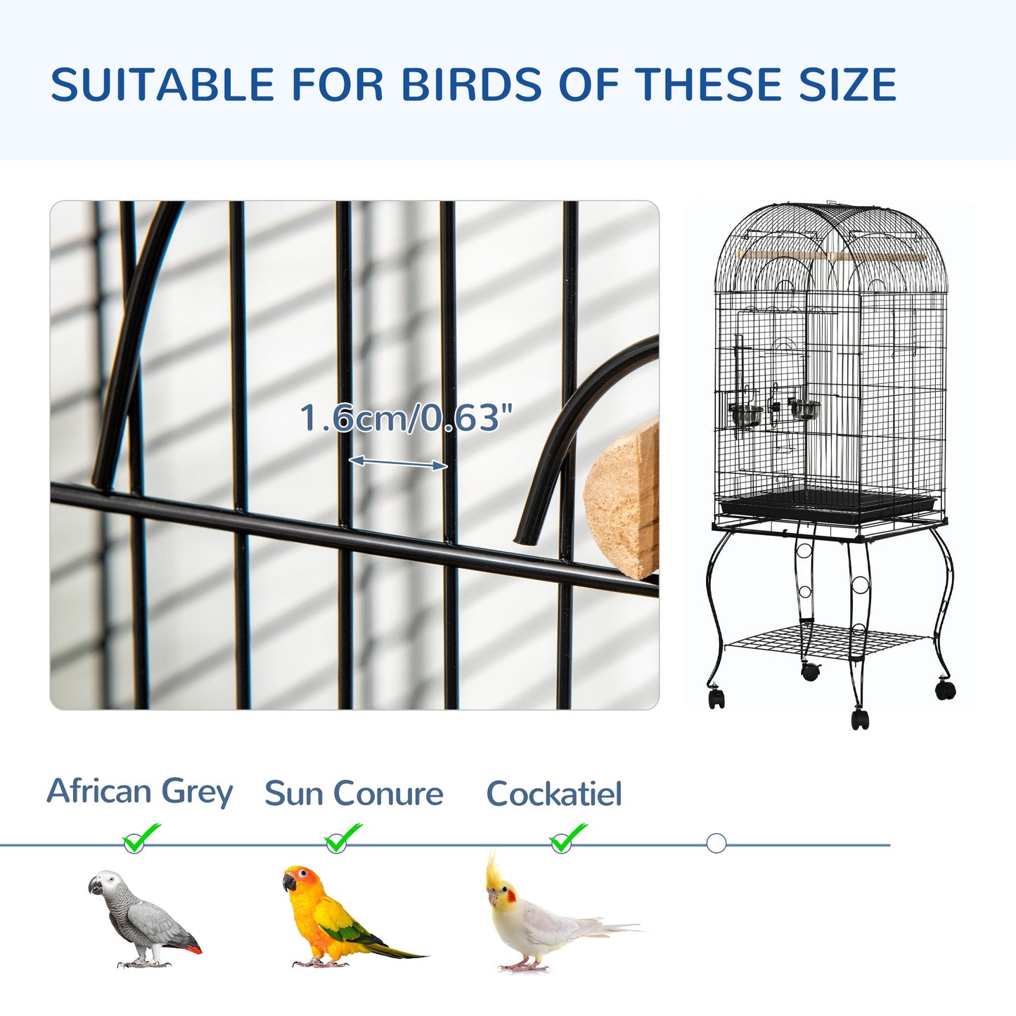 Bird Cage Budgie Cage Large Aviary for Parrot Finch Cockatiel with Stand, Shelf, Top Access