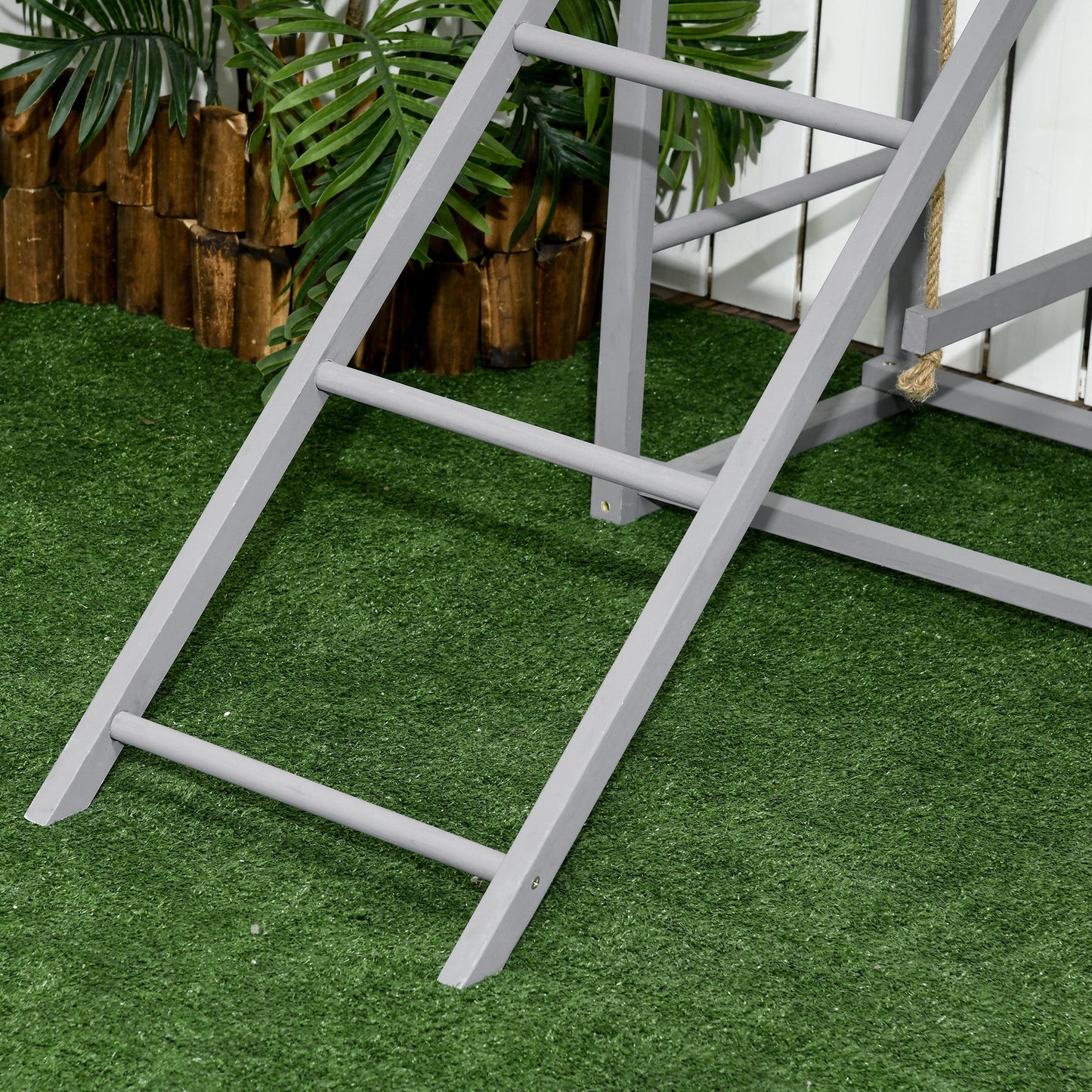 Chicken Activity Play with Swing Set, Wooden Chicken Coop Accessory with Multiple Chicken Perches & Hen Ladder for 3-4 Chickens, Grey