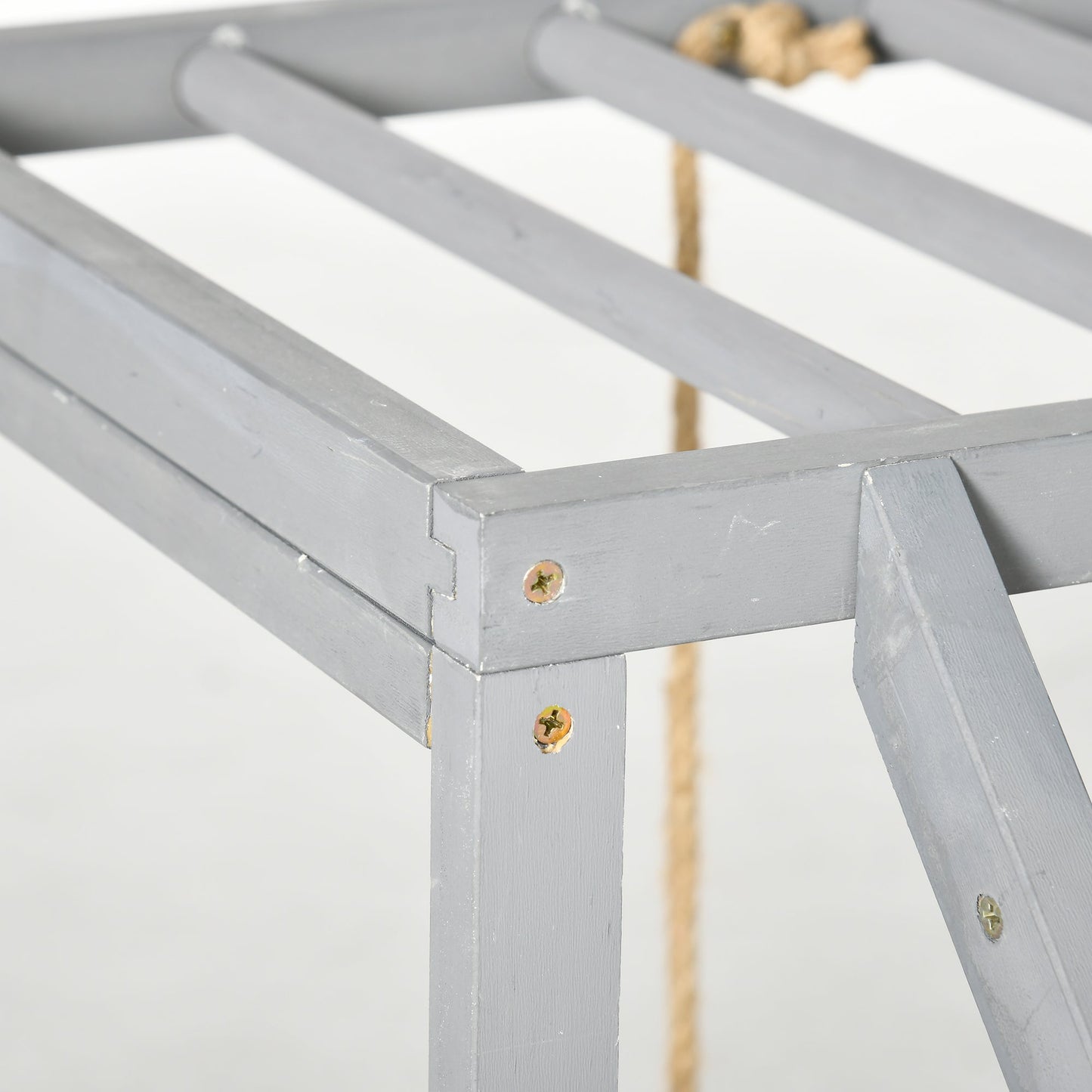 Chicken Activity Play with Swing Set, Wooden Chicken Coop Accessory with Multiple Chicken Perches & Hen Ladder for 3-4 Chickens, Grey