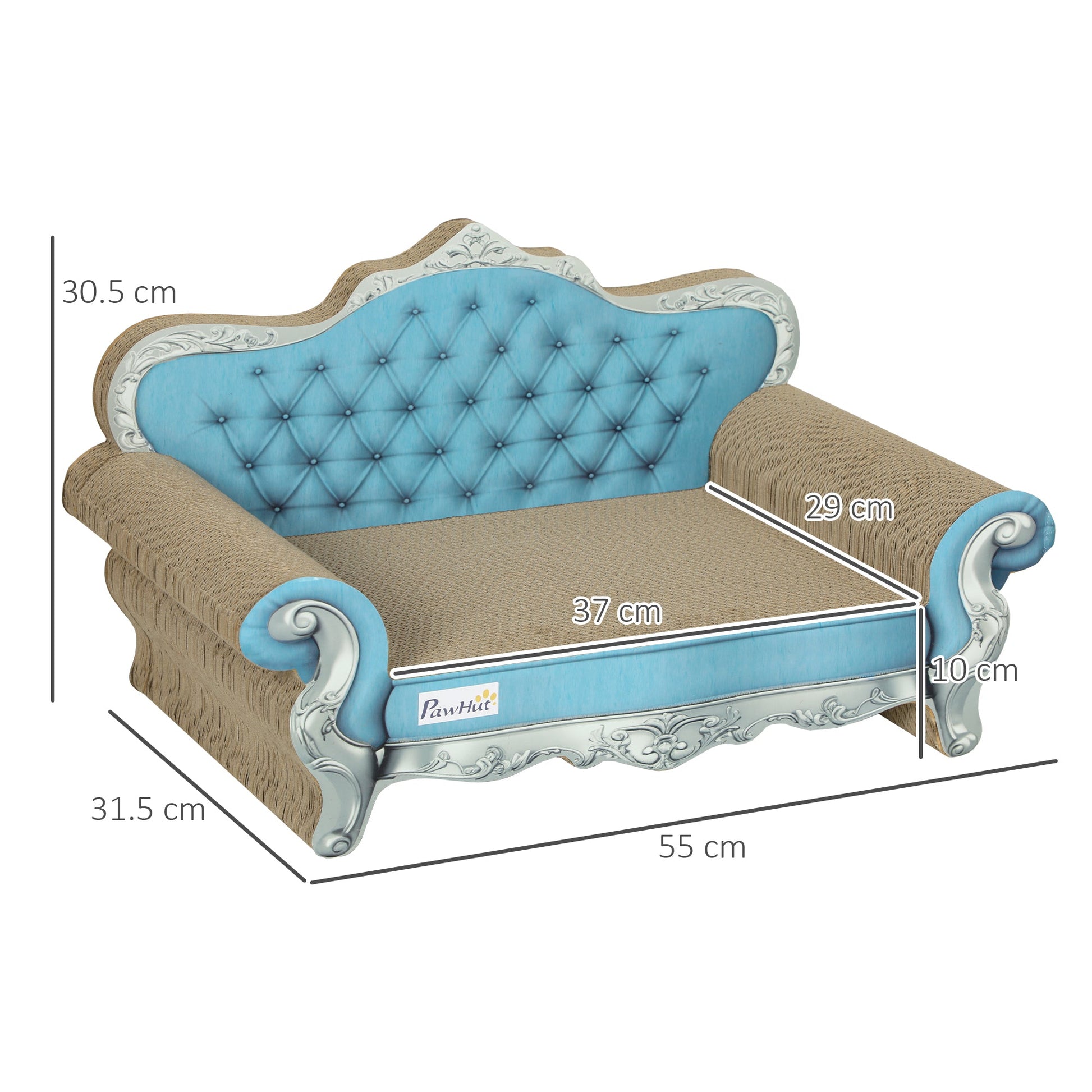 2-in-1 Cat Scratcher, Cardboard Cat Scratching Board with Catnip, Cat Scratch Pad for Indoor Cats, 30.5 x 55 x 31.5cm, Light Blue