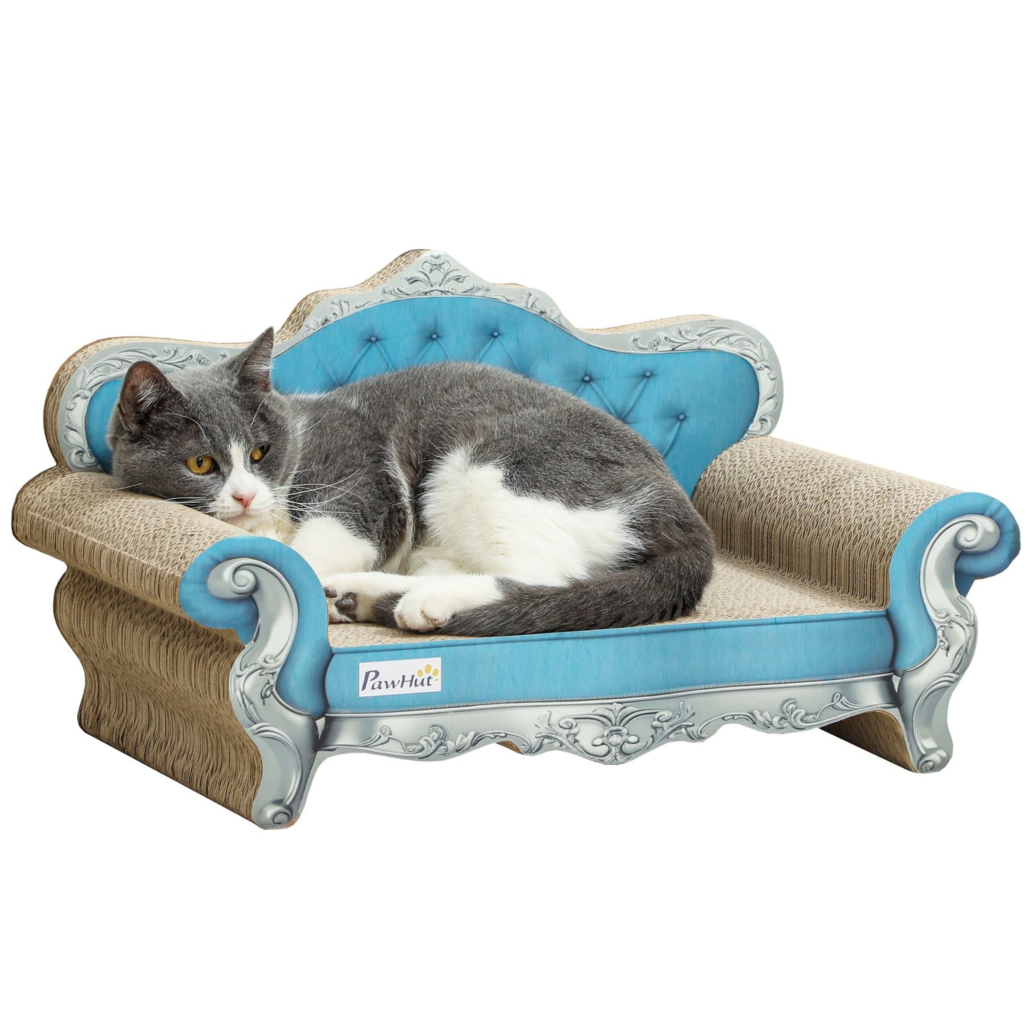 2-in-1 Cat Scratcher, Cardboard Cat Scratching Board with Catnip, Cat Scratch Pad for Indoor Cats, 30.5 x 55 x 31.5cm, Light Blue