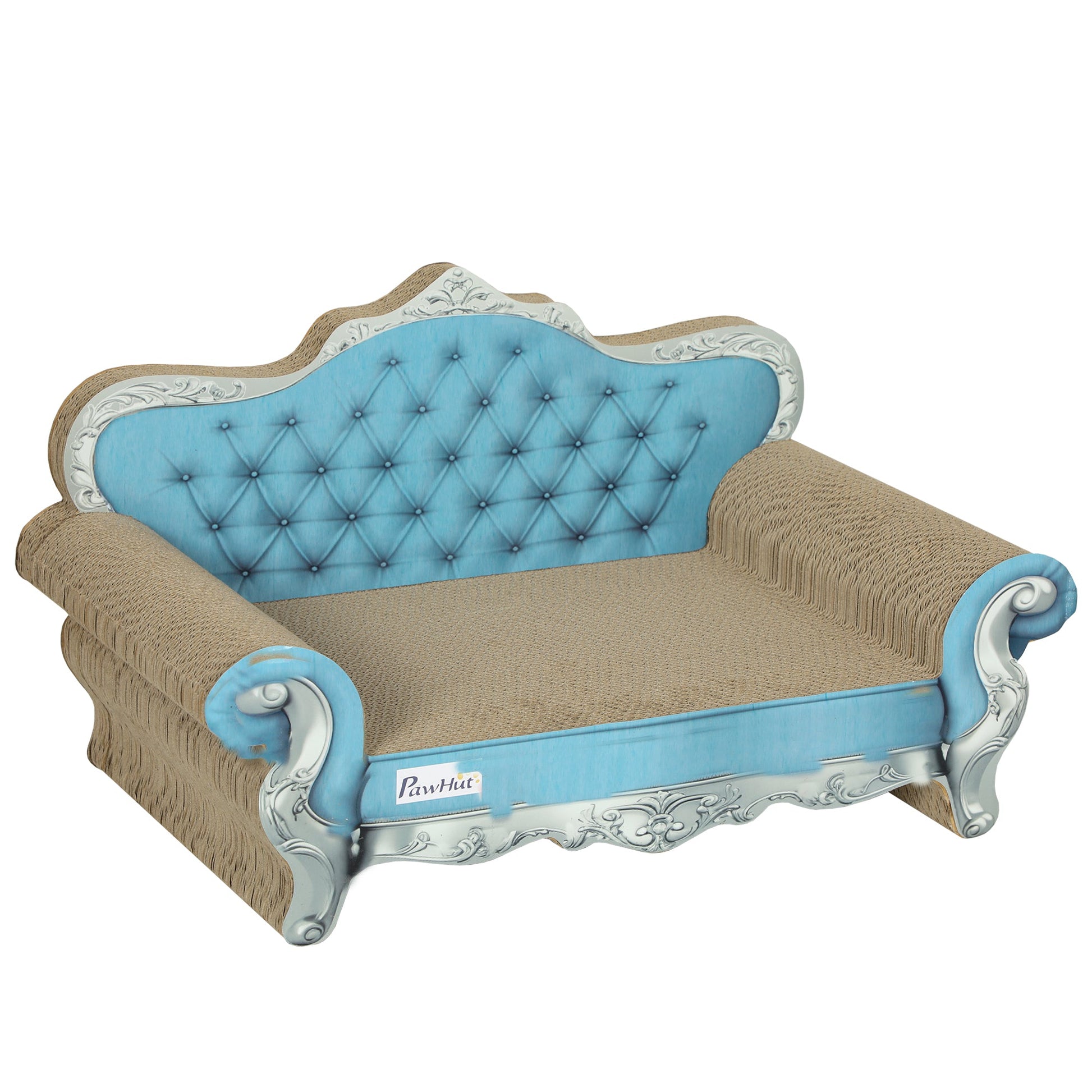 2-in-1 Cat Scratcher, Cardboard Cat Scratching Board with Catnip, Cat Scratch Pad for Indoor Cats, 30.5 x 55 x 31.5cm, Light Blue