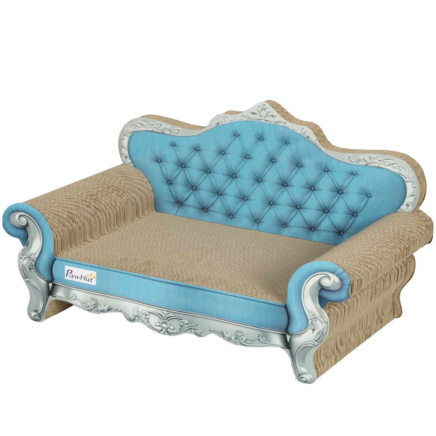 2-in-1 Cat Scratcher, Cardboard Cat Scratching Board with Catnip, Cat Scratch Pad for Indoor Cats, 30.5 x 55 x 31.5cm, Light Blue