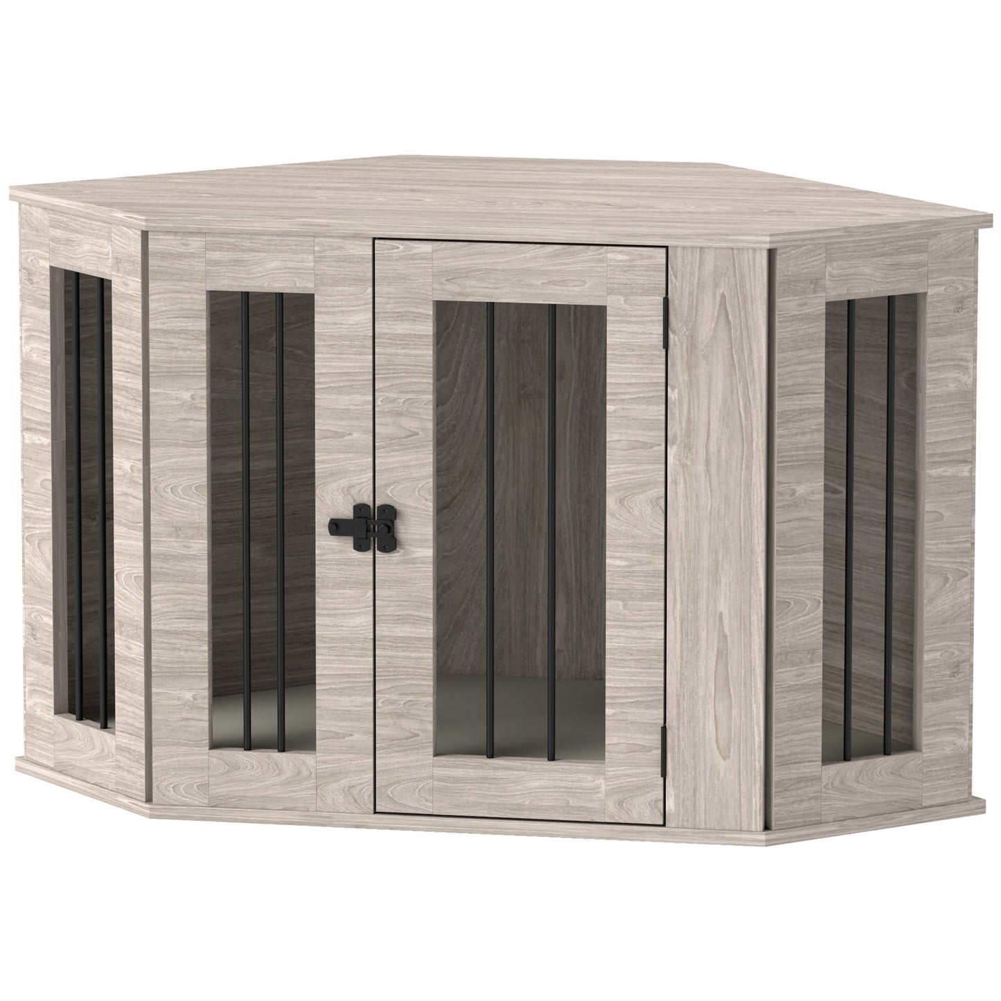 2 in 1 Dog Crate Furniture, Side Table Dog Kennel with Cushion, Large Door, for Medium Dogs - Walnut Brown