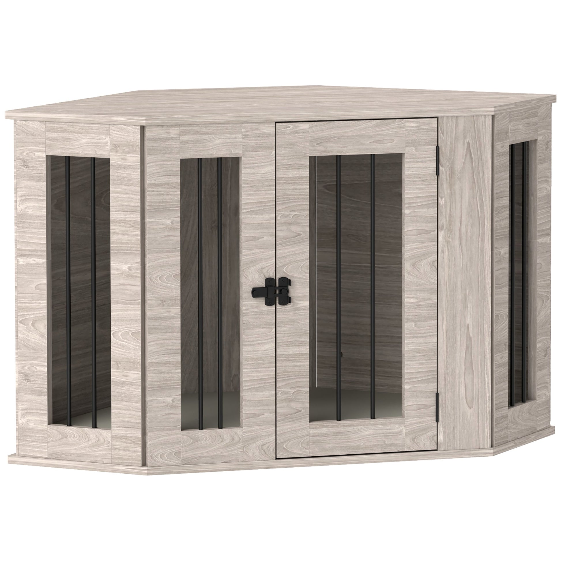 2 in 1 Dog Crate Furniture, Side Table Dog Kennel with Cushion, Large Door, for Medium Dogs - Walnut Brown