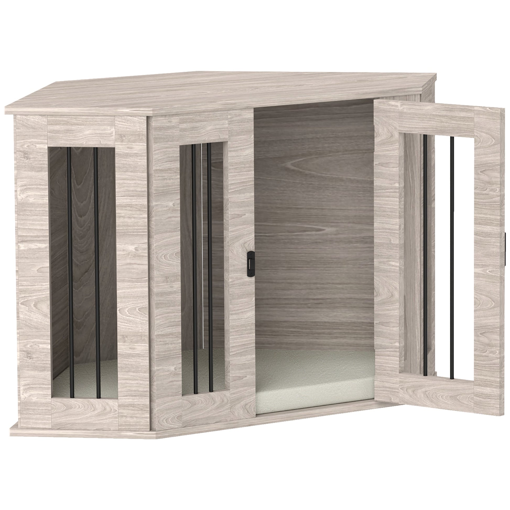 2 in 1 Dog Crate Furniture, Side Table Dog Kennel with Cushion, Large Door, for Medium Dogs - Walnut Brown