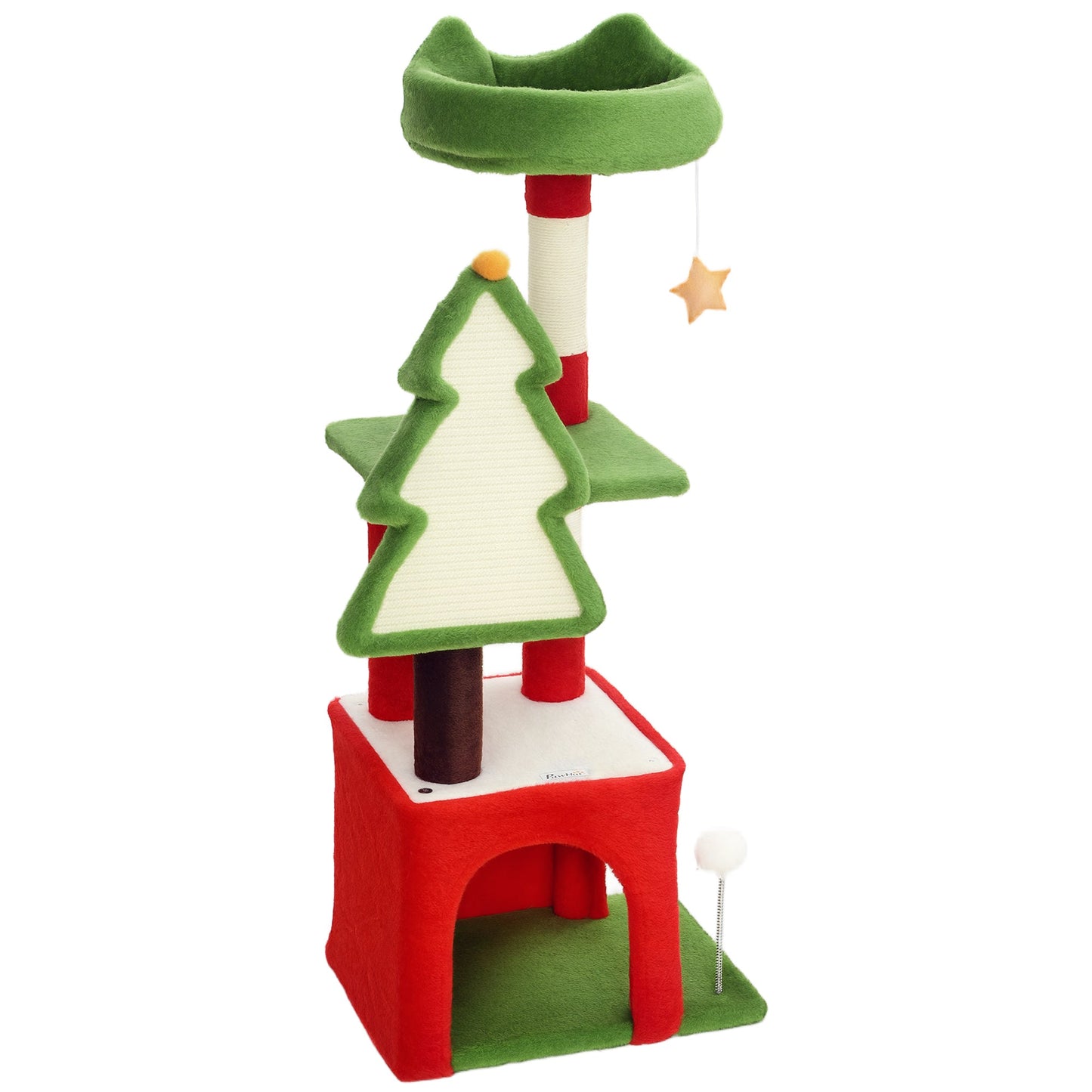 Christmas Cat Tree, 103cm Multilevel Cat Climbing Tower with Scratching Post and Board, Condo, Platform and Toys, Kitty Activity Centre for Indoor Kittens, Green