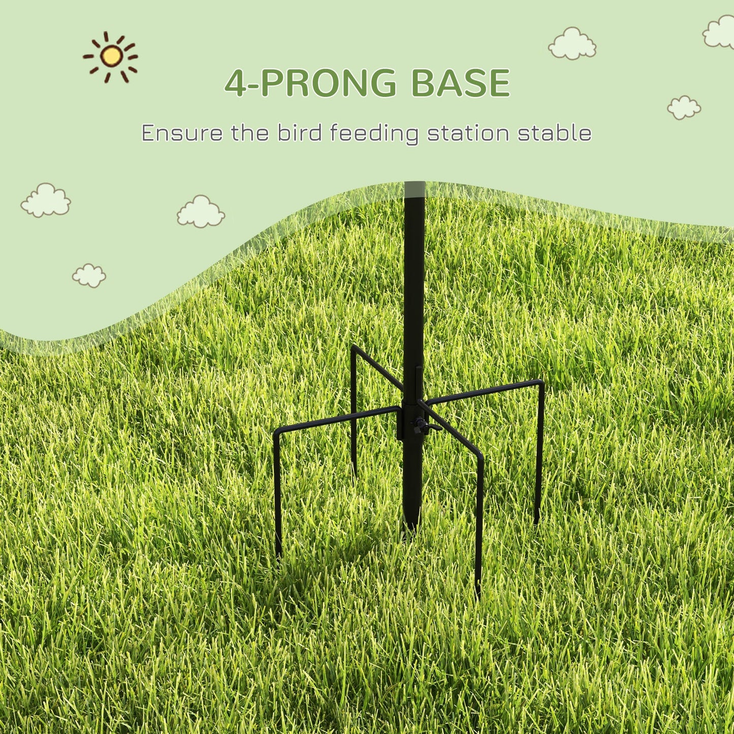 Bird Feeding Station Kit, Wild Bird Feeder Pole with 6 Hooks, 4 Hanging Feeders for Peanuts, Seed, Fat Balls, for Garden, Outdoor, Black